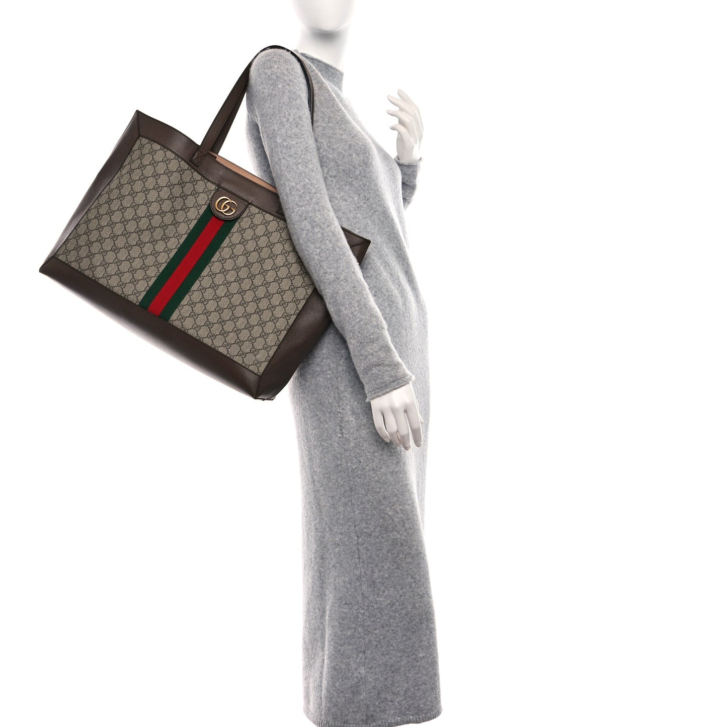 GG Supreme Monogram Web Ophidia Tote Brown