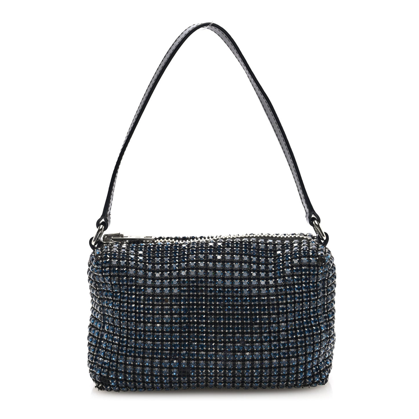 Mesh Crystal Rhinestone Mini Heiress Pouch Navy