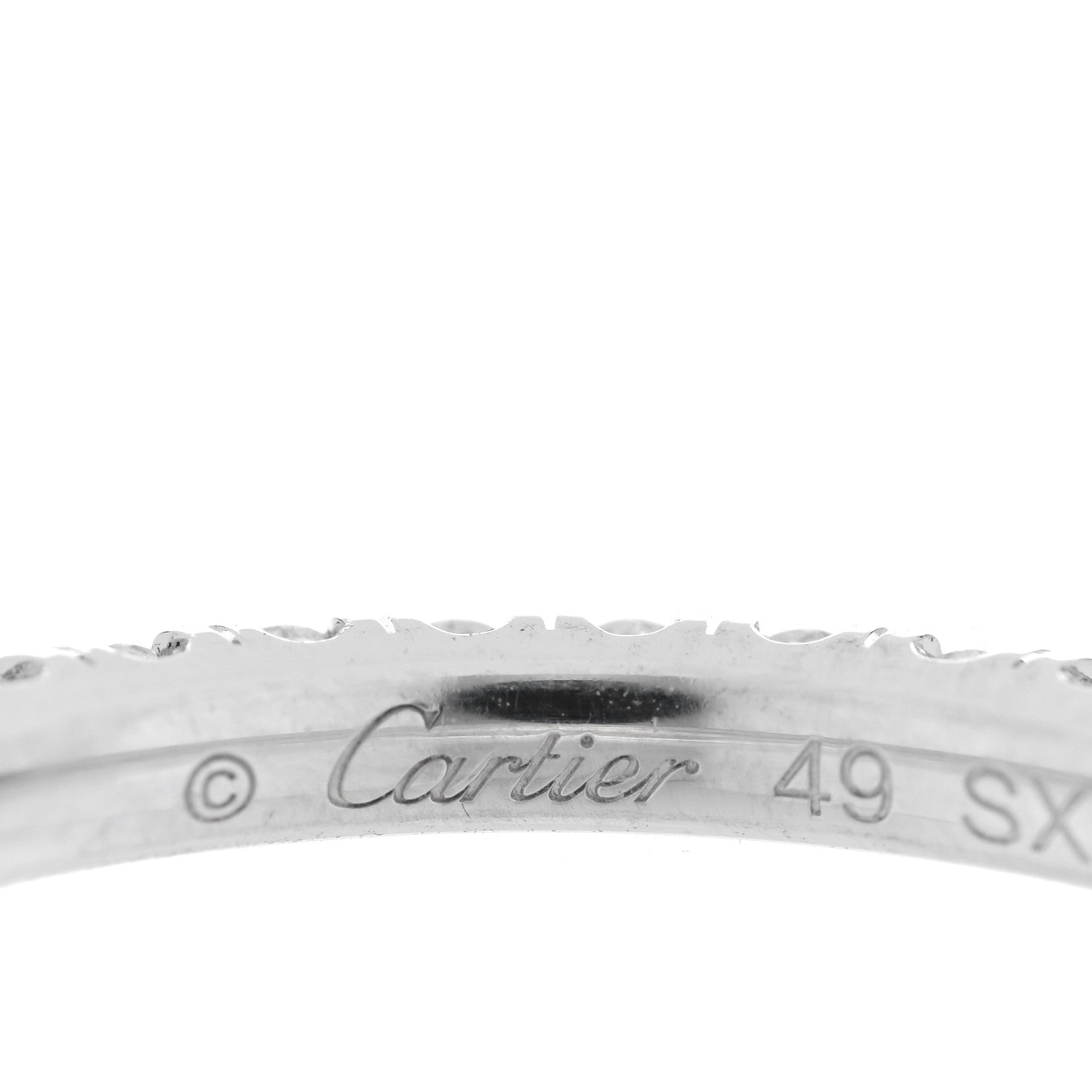 Cartier 18K White Gold Diamond 2mm Etincelle de Cartier Wedding Band Ring 49 4.75 4 of 5