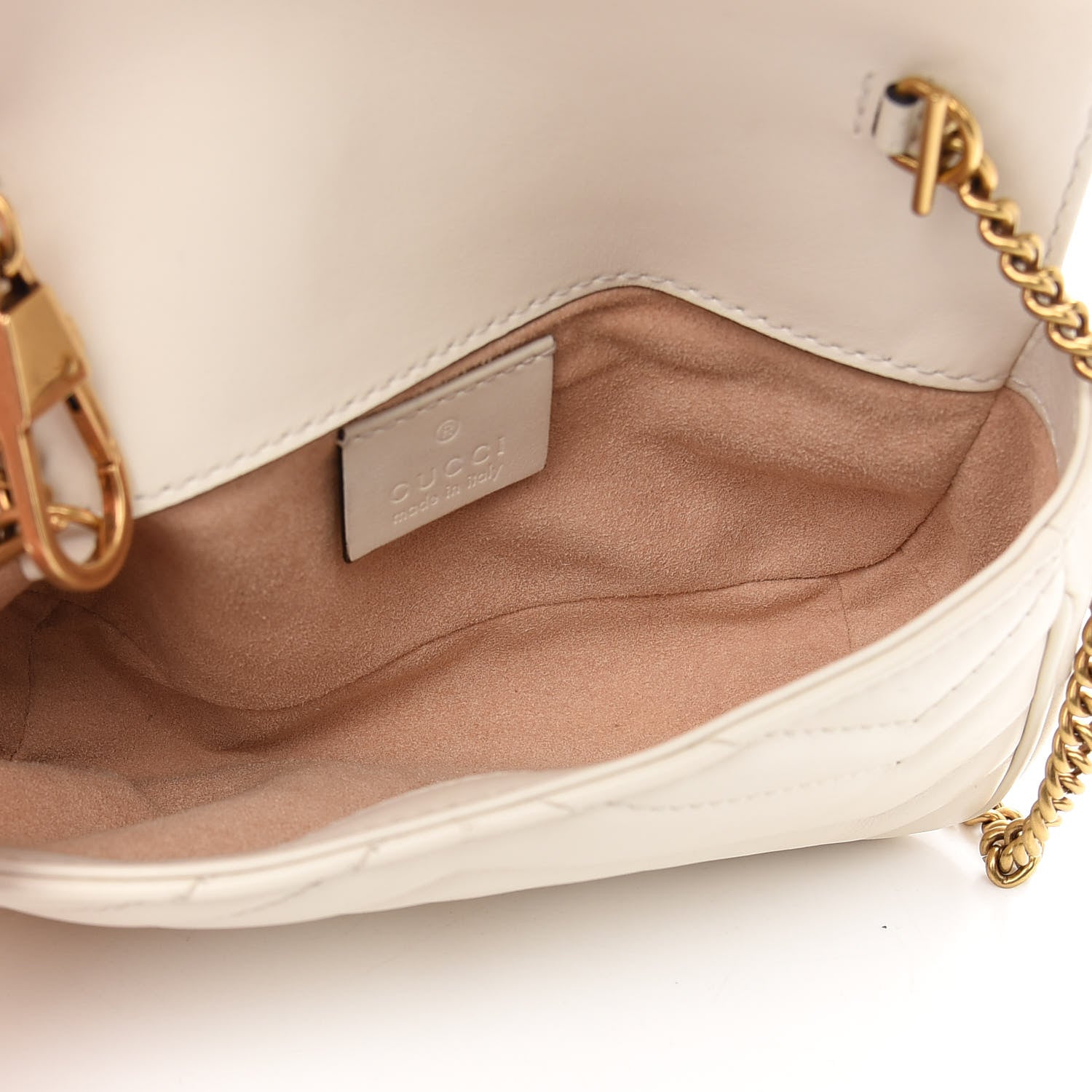 Gucci Calfskin Matelasse Super Mini GG Marmont Shoulder Bag White 5 of 9