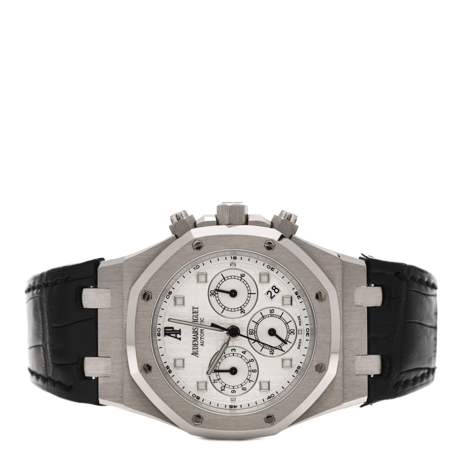 Audemars Piguet 18K White Gold Alligator 39mm Royal Oak Automatic Watch 26022BC.OO.D002CR.01 2 of 7
