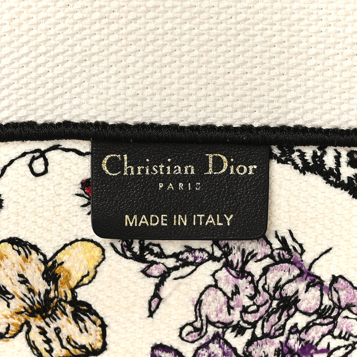 Canvas Embroidered Large Florilegio Book Tote White Multicolor