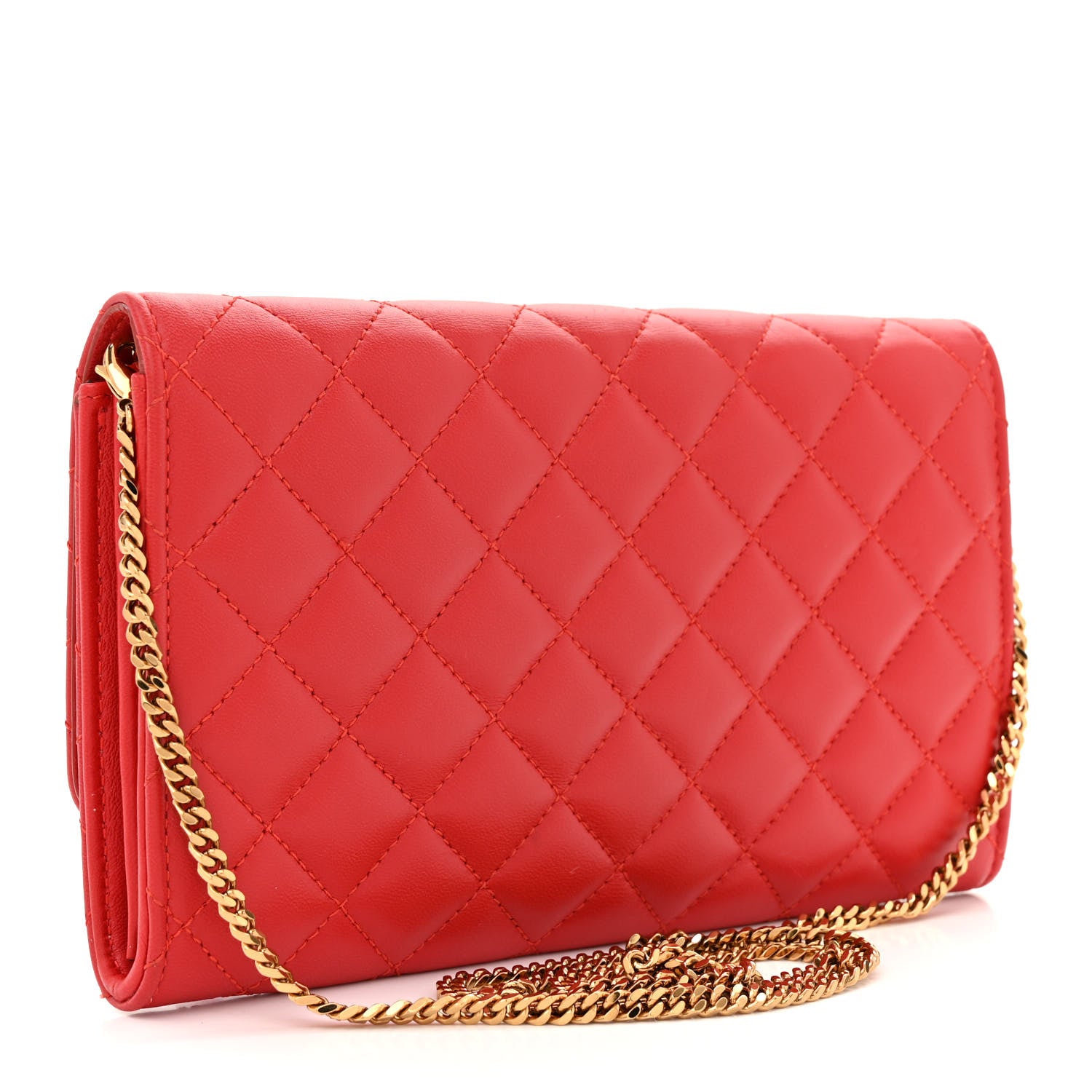 Versace Lambskin Quilted Medusa Wallet On Chain Crossbody Red 3 of 16