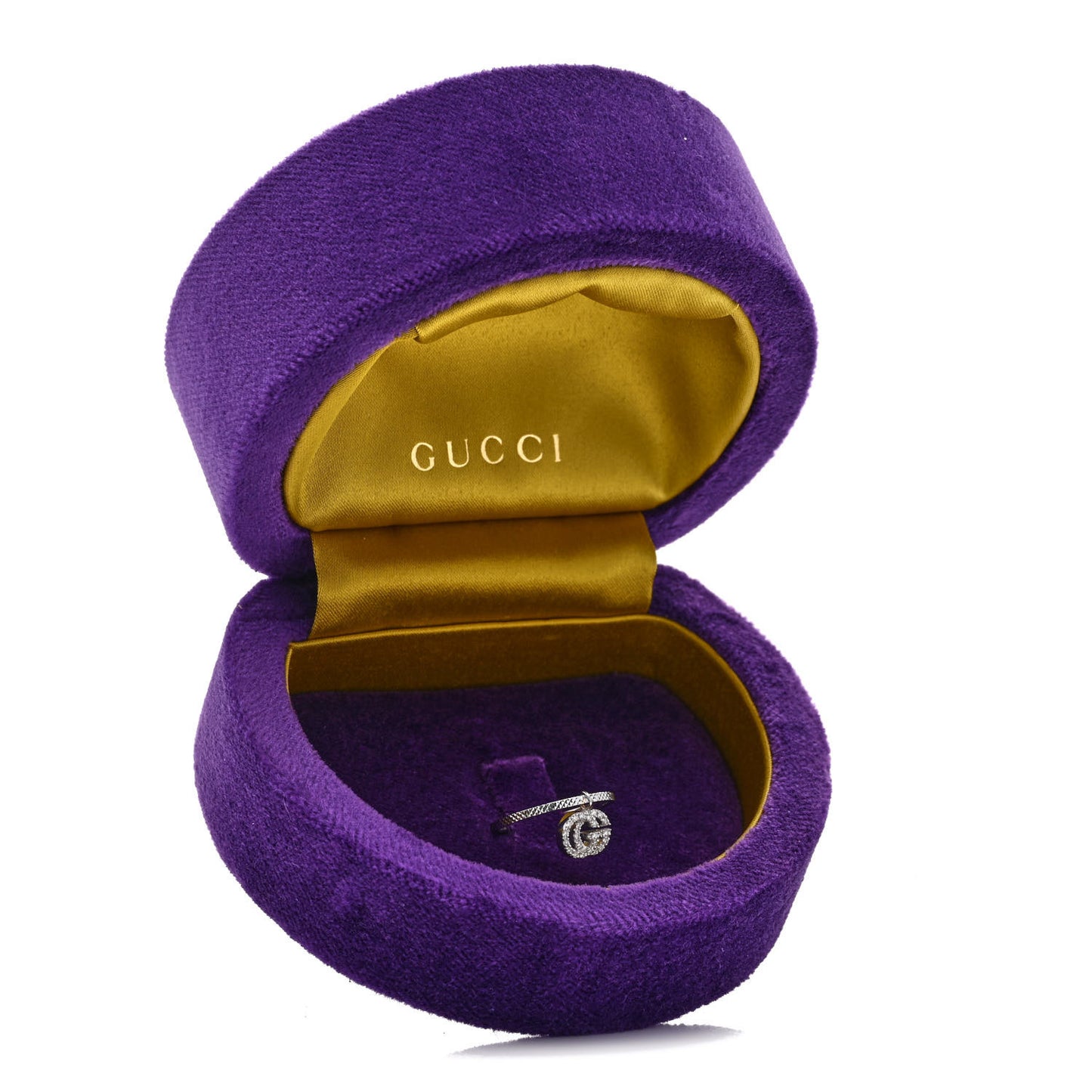 18K White Gold Diamond Running G Charm Ring 49 5