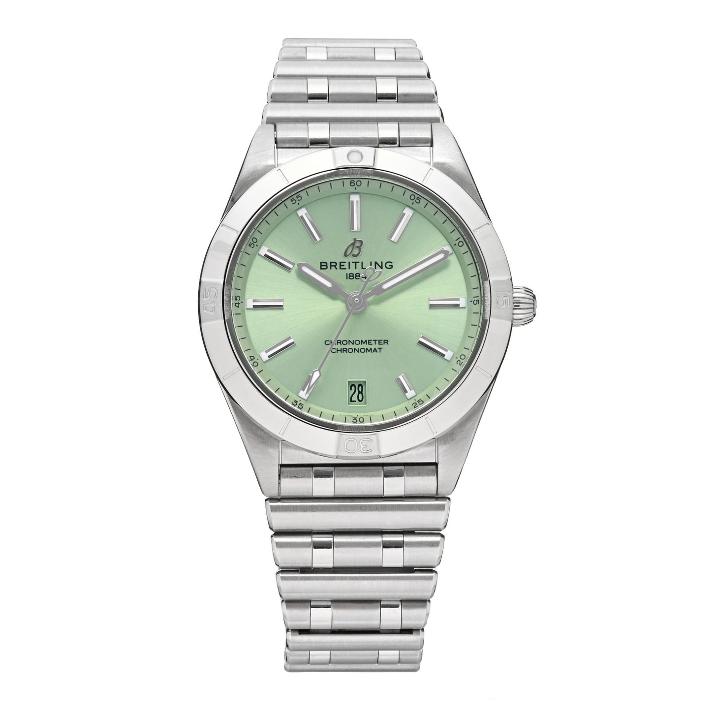 Stainless Steel 36mm Chronomat Automatic Watch Mint Green A10380