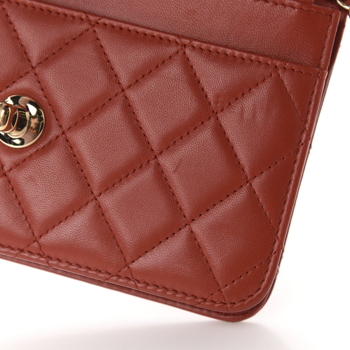 Lambskin Quilted Trendy CC Wallet On Chain WOC Red