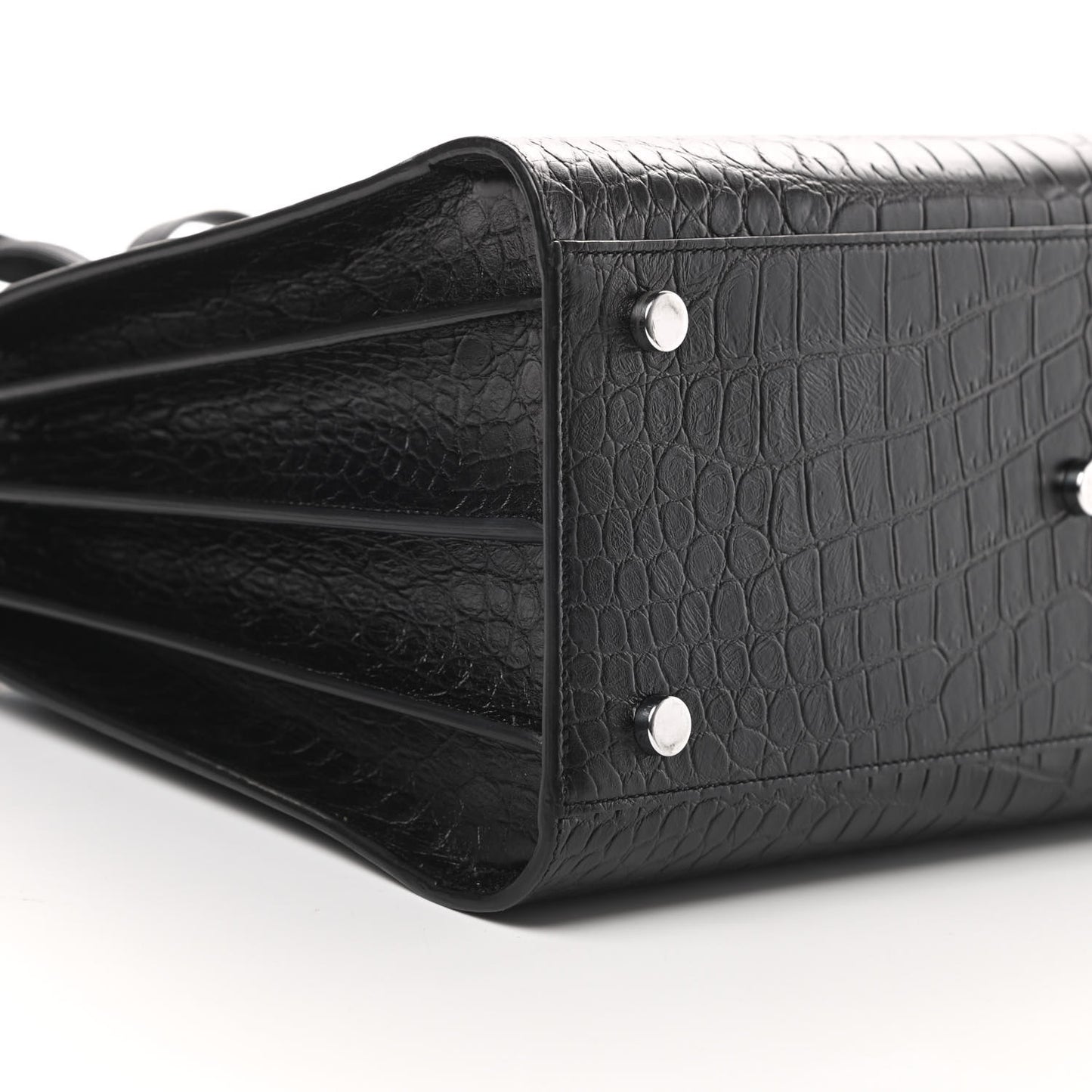 Calfskin Crocodile Embossed Small Sac de Jour Black