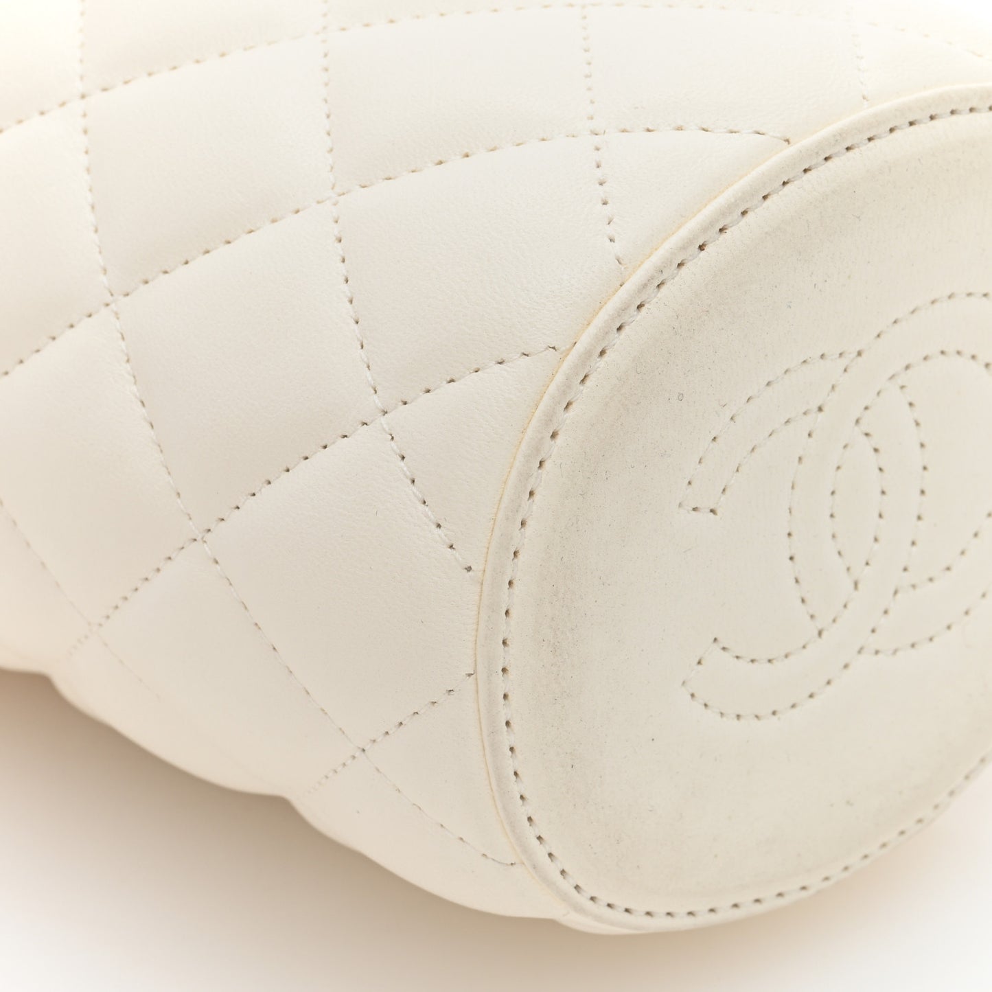 Lambskin Quilted Mini Crown Box Bag White