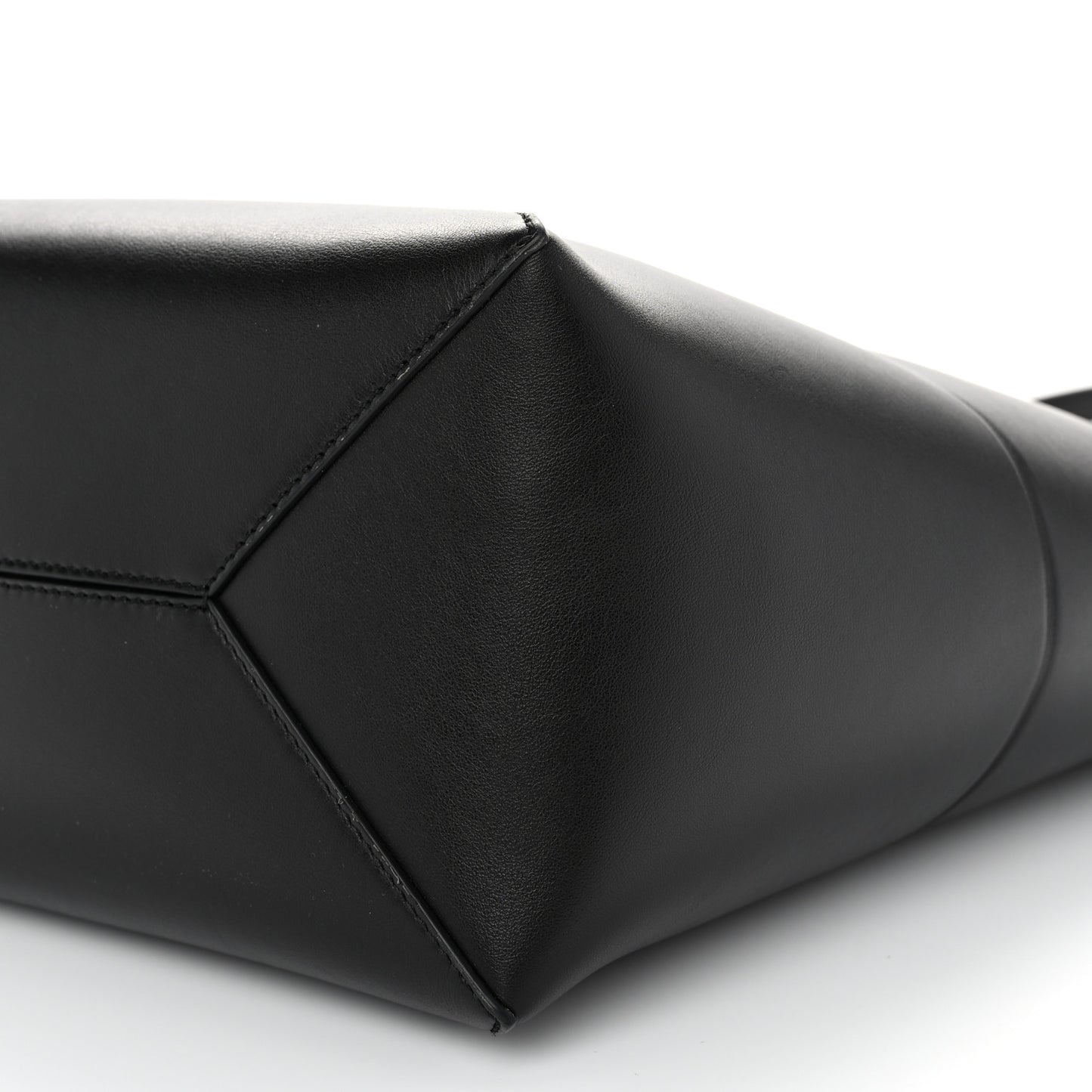 Shiny Calfskin Medium Puzzle Fold Tote Black