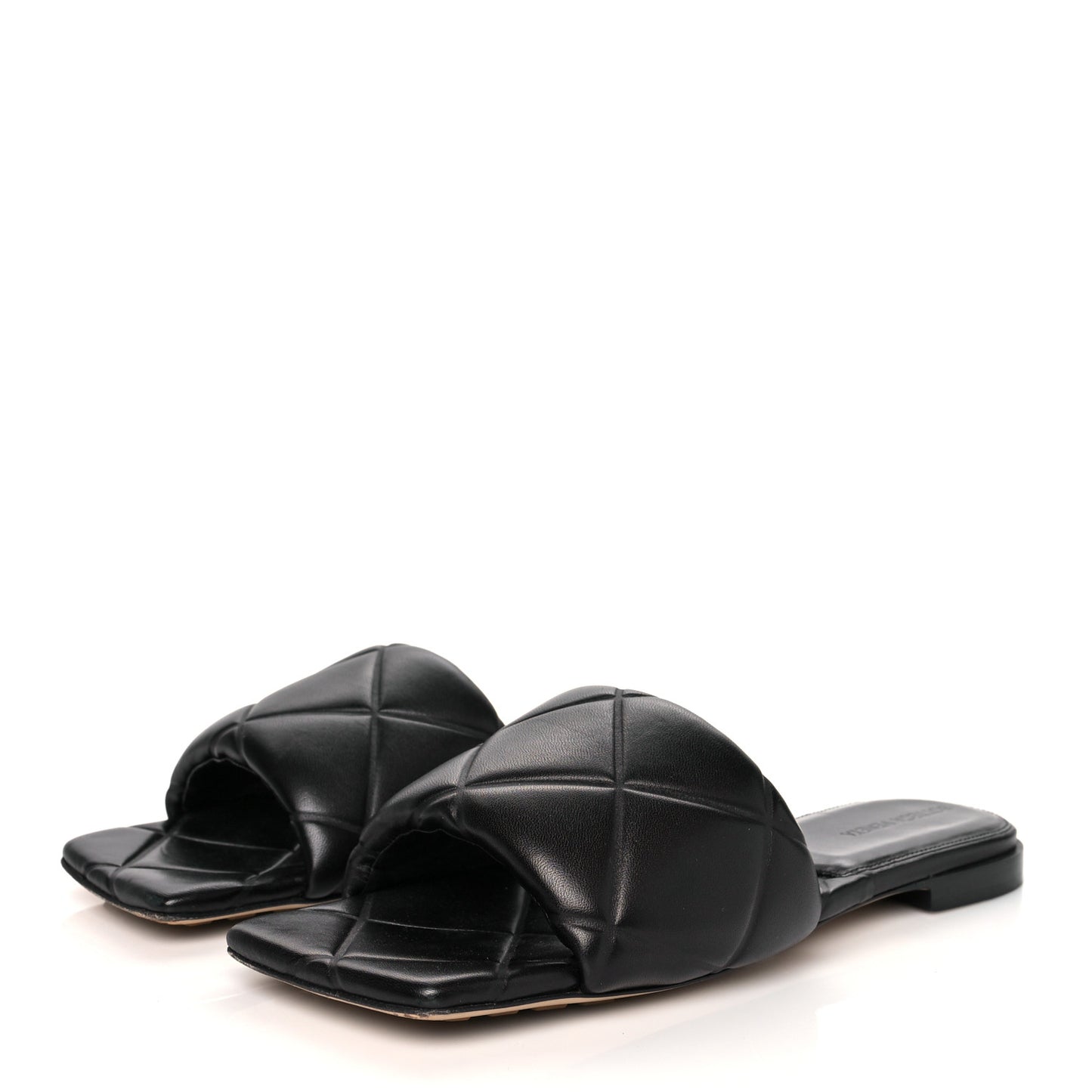 Nappa Quilted Rubber Lido Flat Sandals 40 Black