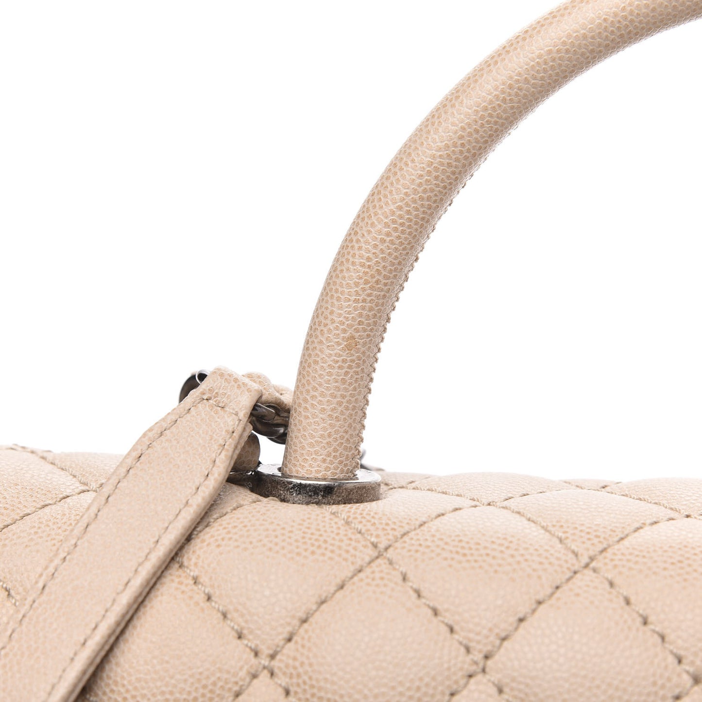 Caviar Quilted Medium Coco Handle Flap Light Beige