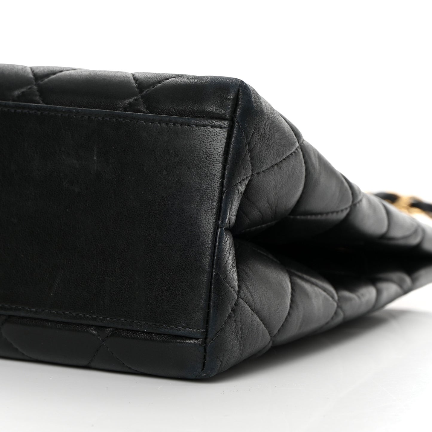 Lambskin Quilted Shopping Tote Black