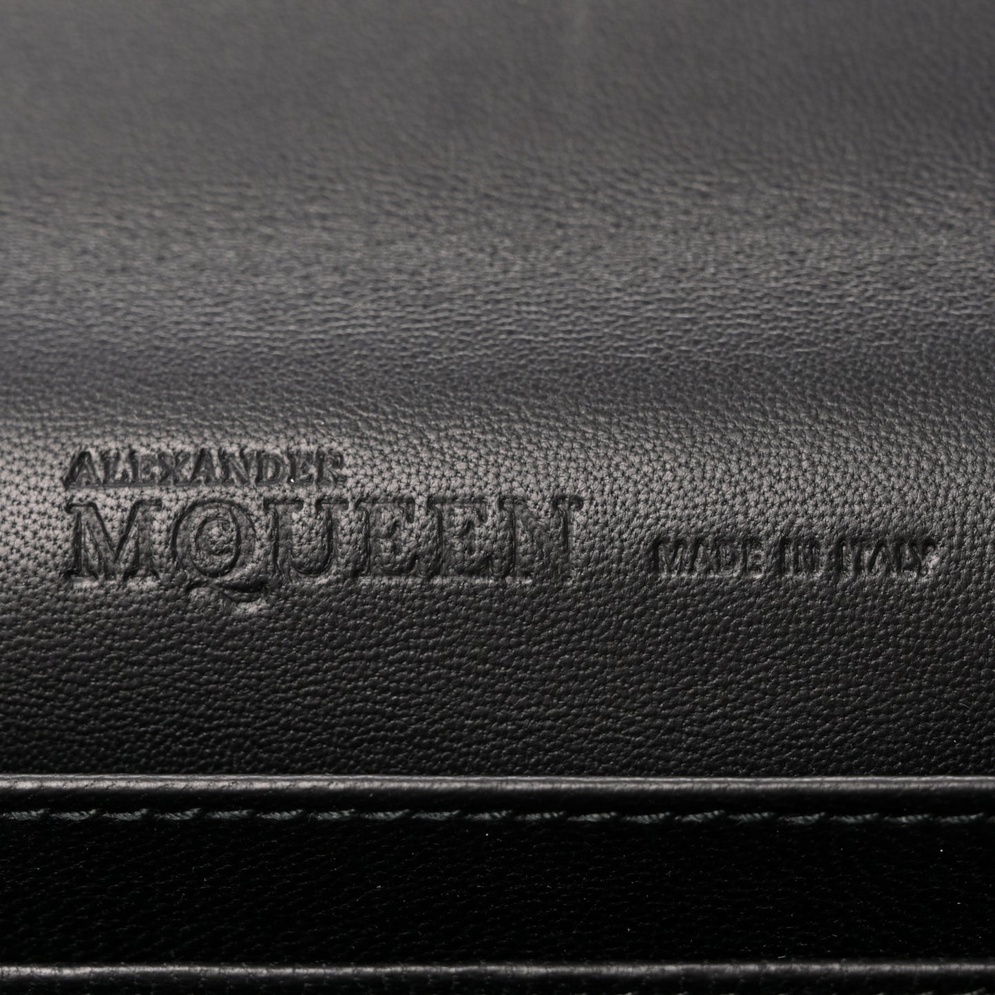 ALEXANDER MCQUEEN Calfskin Studded Wallet on Chain Black