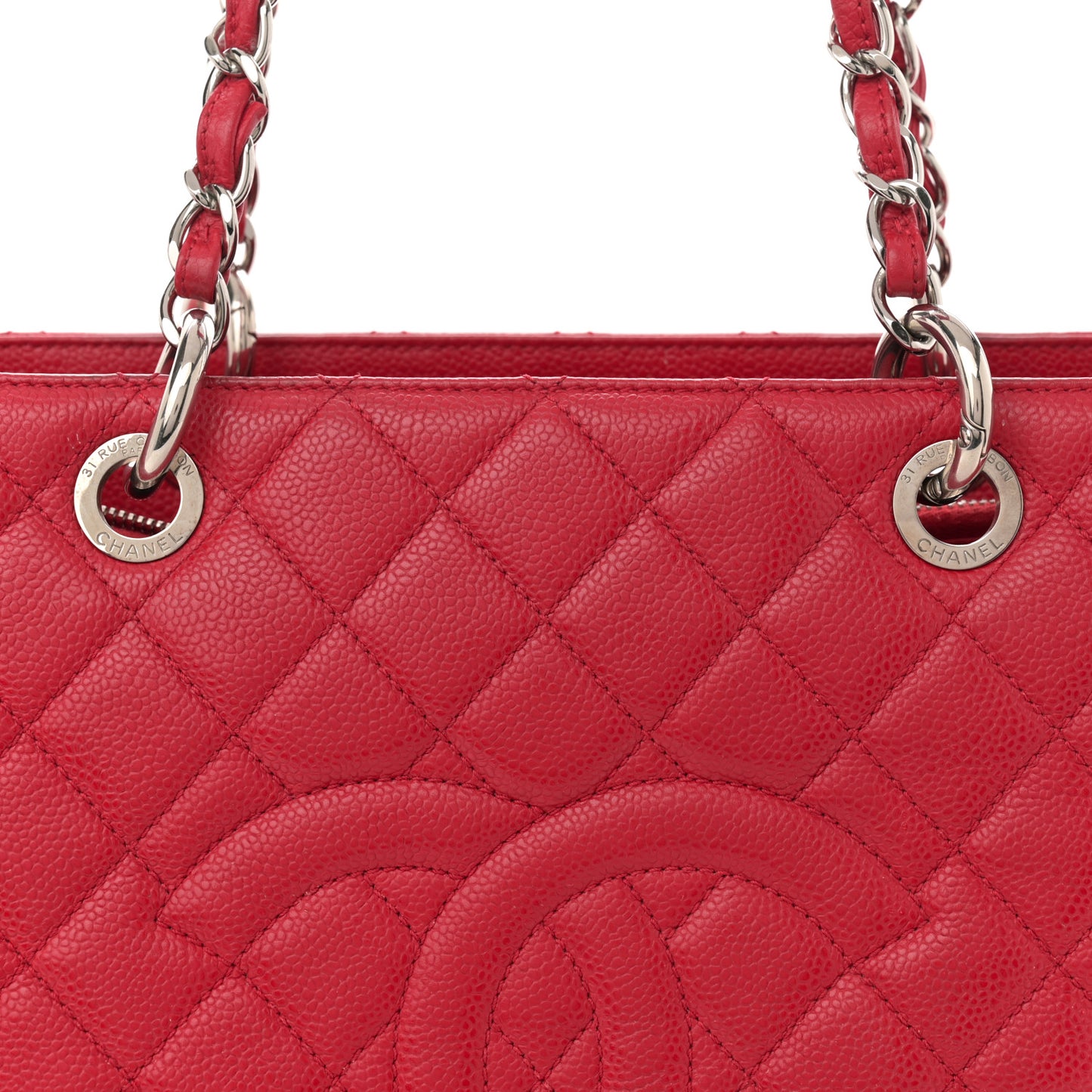 Caviar Quilted Grand Shopping Tote GST Red