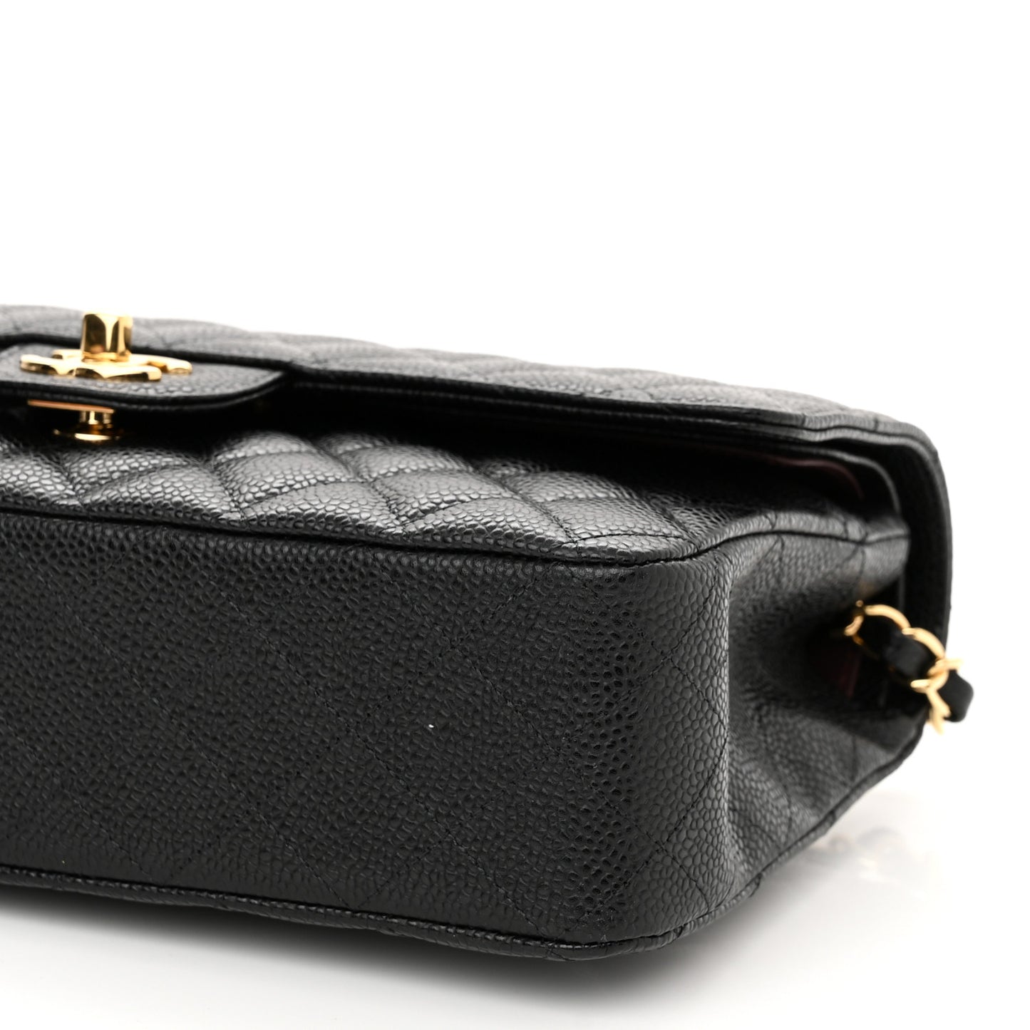 Caviar Quilted Medium Double Flap Black