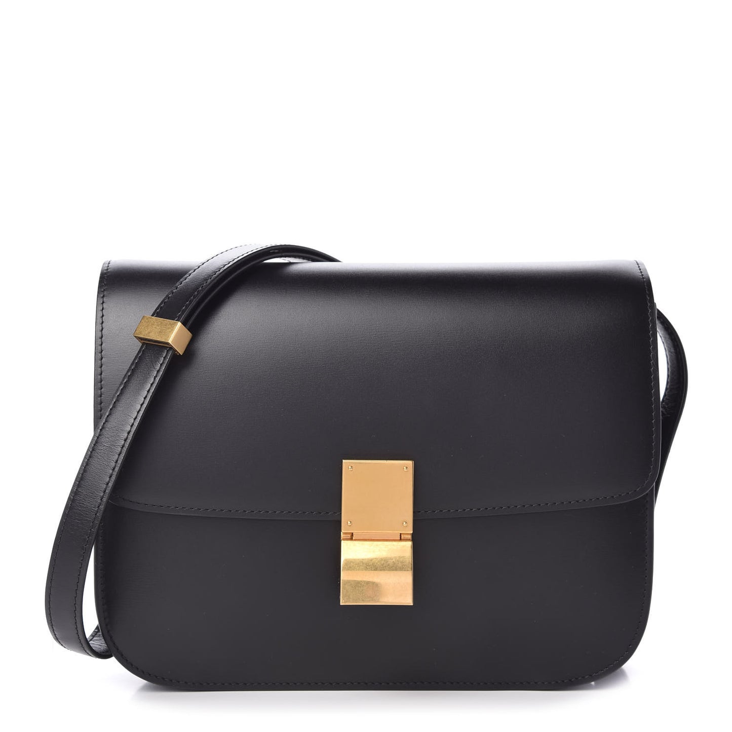 Box Calfskin Medium Classic Box Flap Bag Black