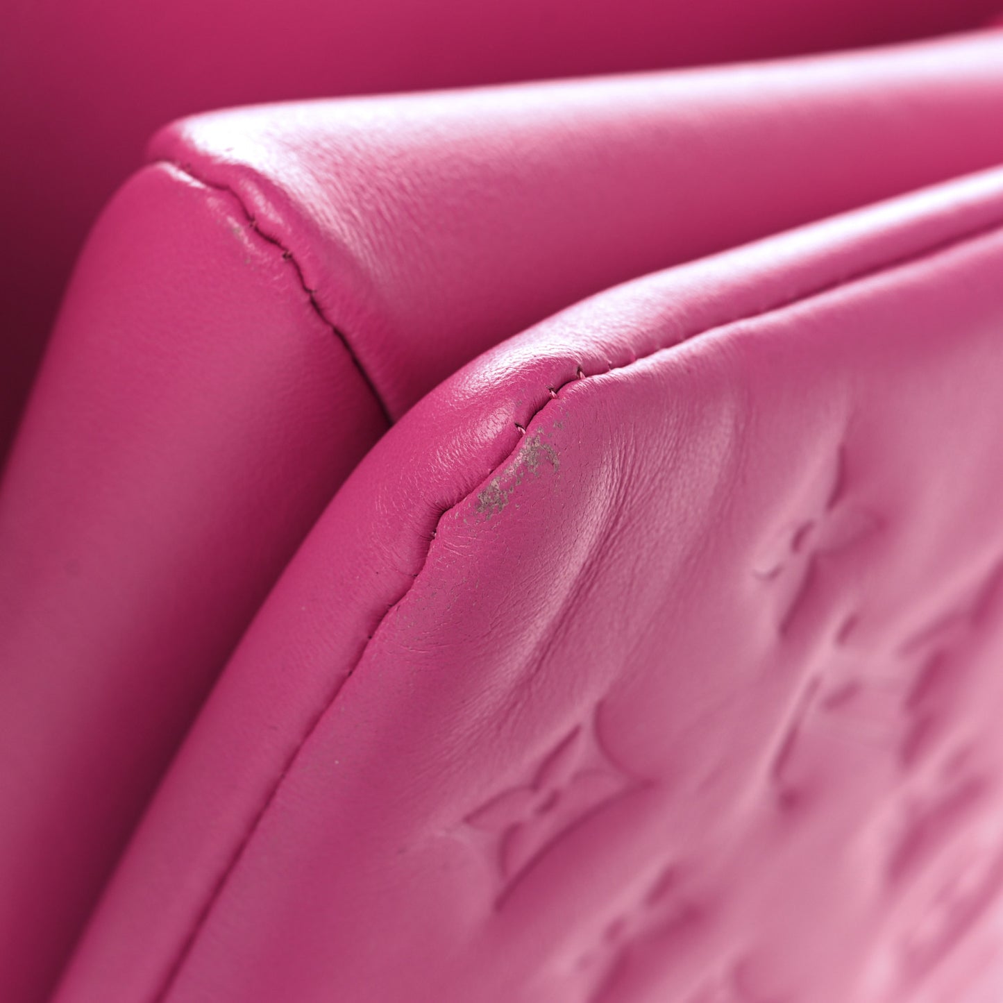 Lambskin Embossed Monogram Coussin PM Rose Bougainvillier Pink