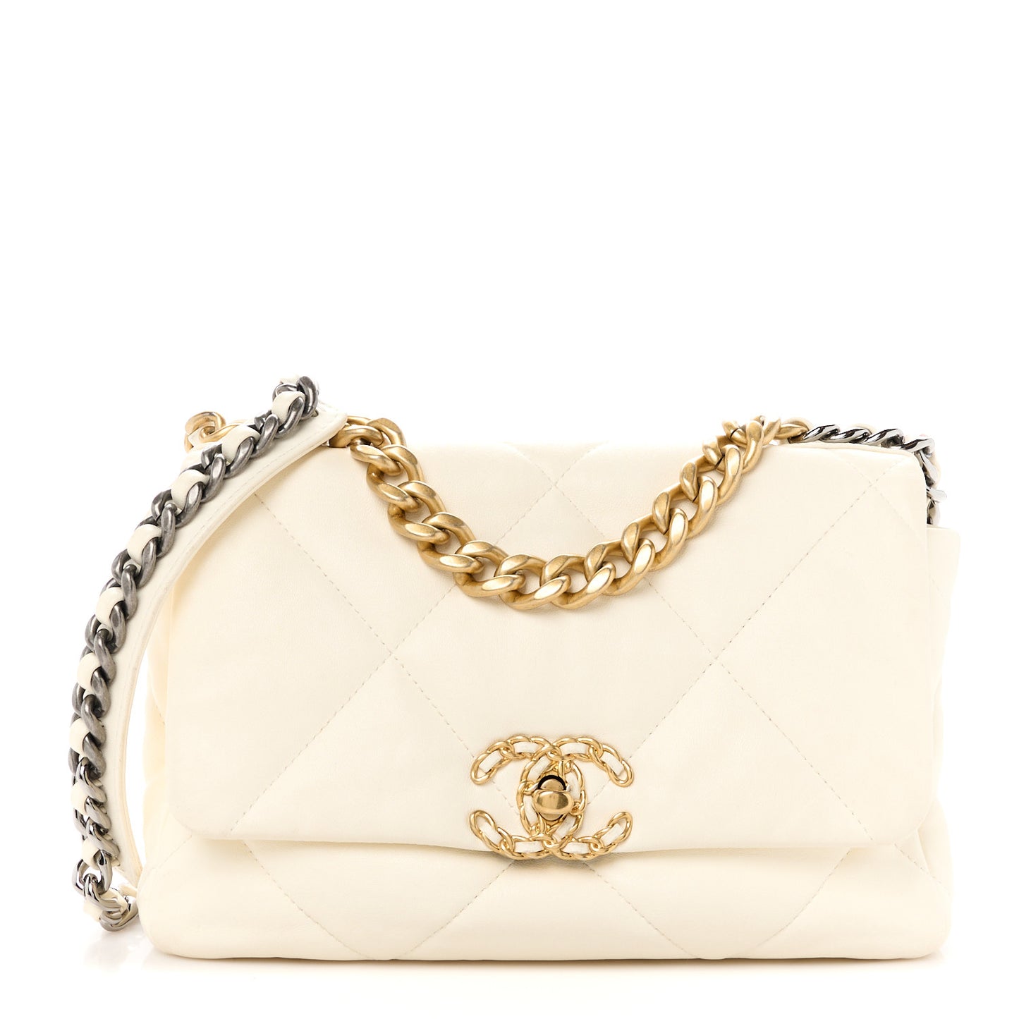 Goatskin Quilted Medium Chanel 19 Flap White