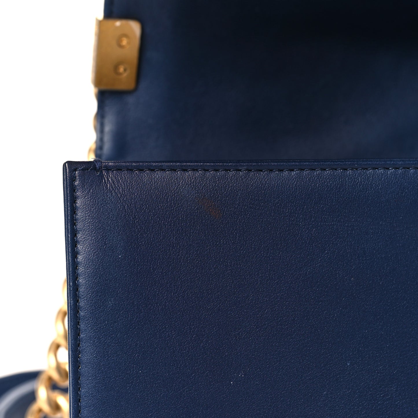 Lambskin Quilted Medium Boy Flap Dark Blue