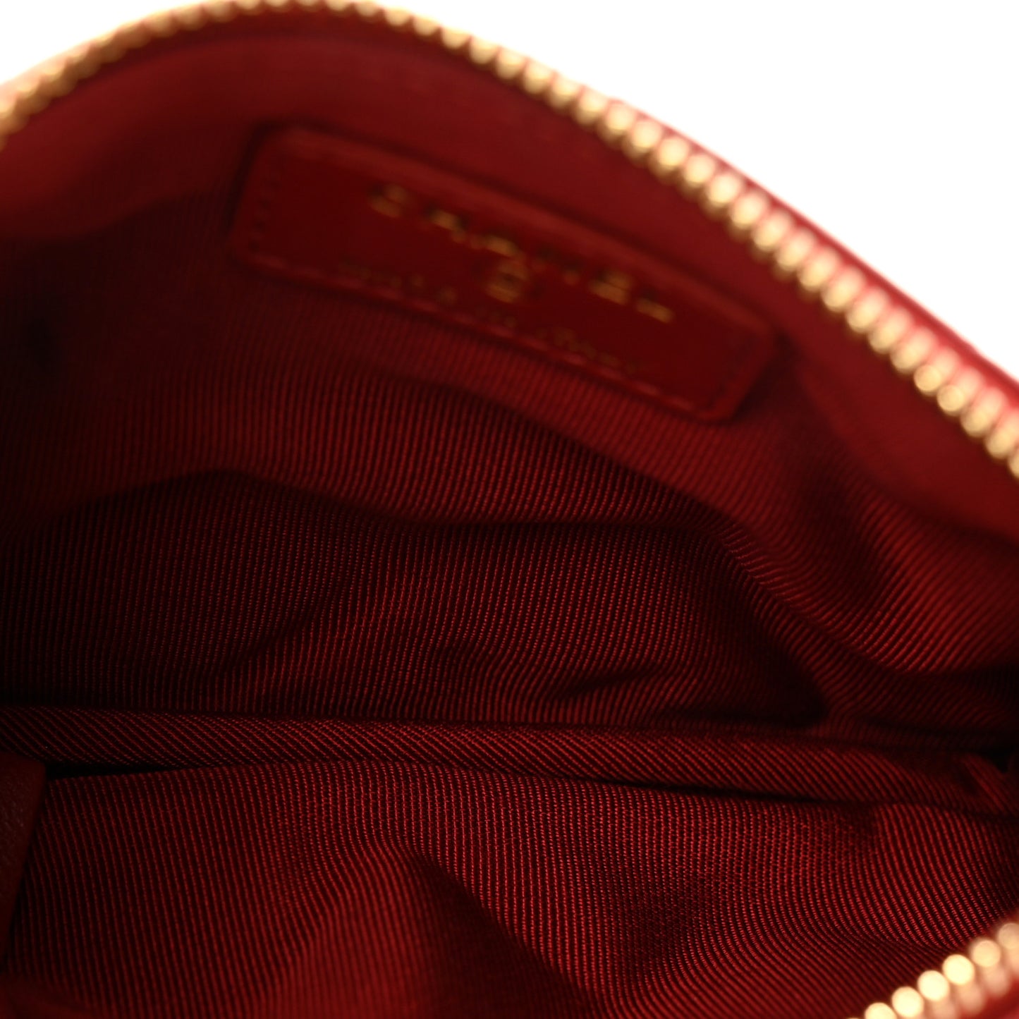 Lambskin Quilted Small Cosmetic Case Red