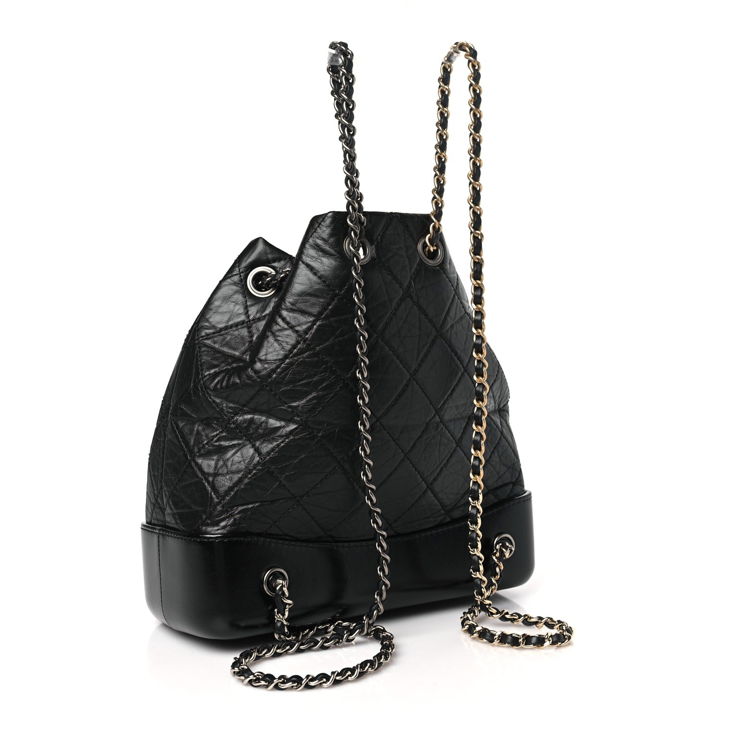 Aged Calfskin Quilted Small Gabrielle Backpack Black