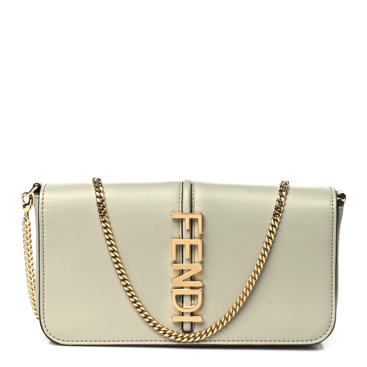 Vitello Grace Matte Fendigraphy Wallet on Chain Green Tea