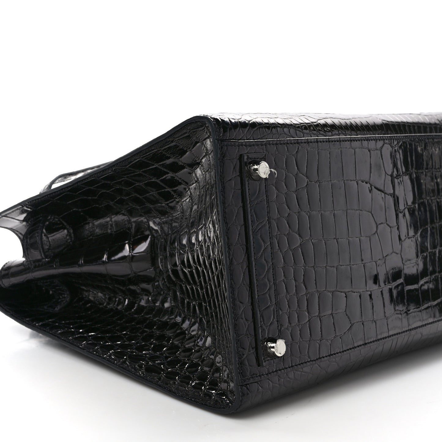 Shiny Porosus Crocodile Birkin Sellier 35 Black