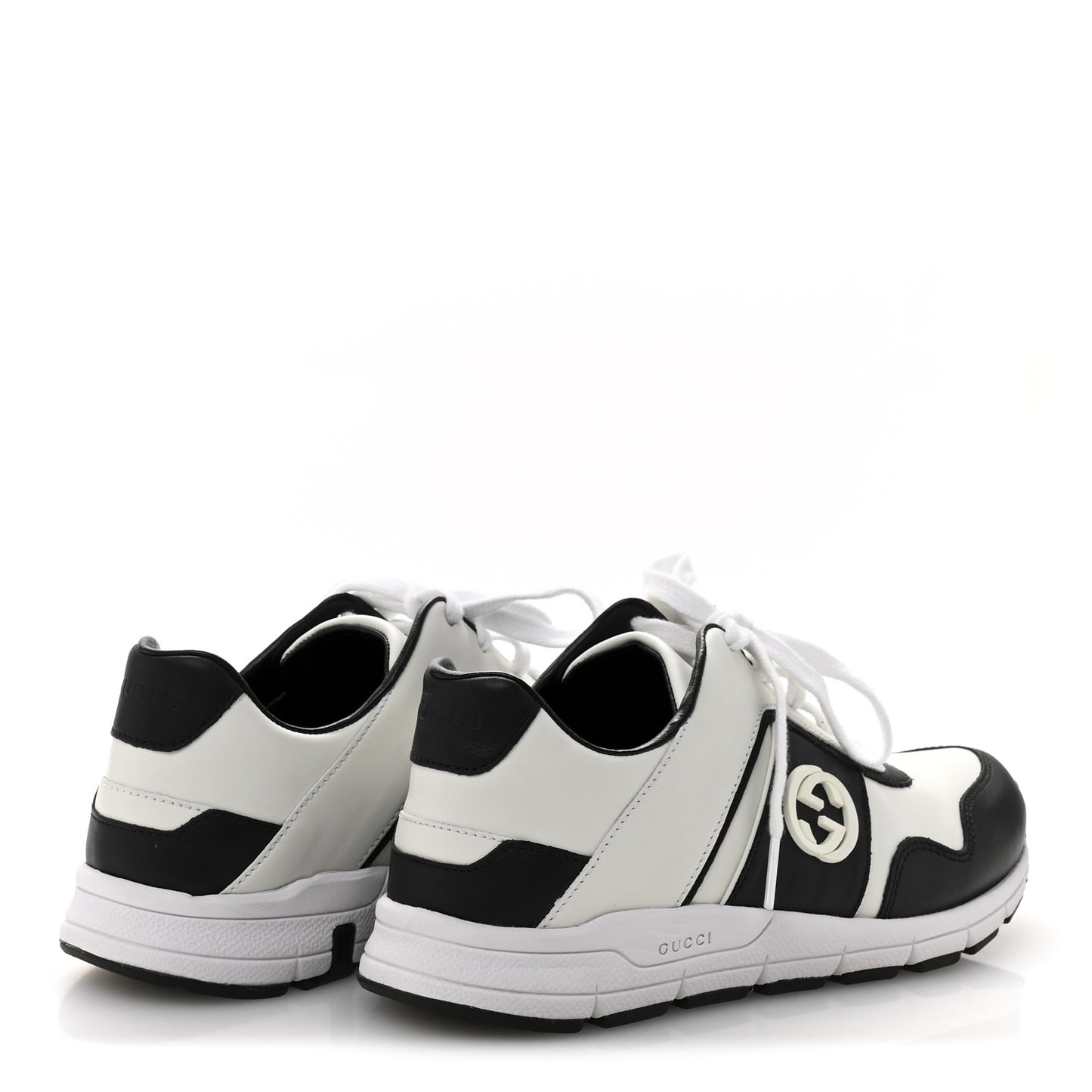 Calfskin Womens Interlocking G Sneakers 35.5 Black White