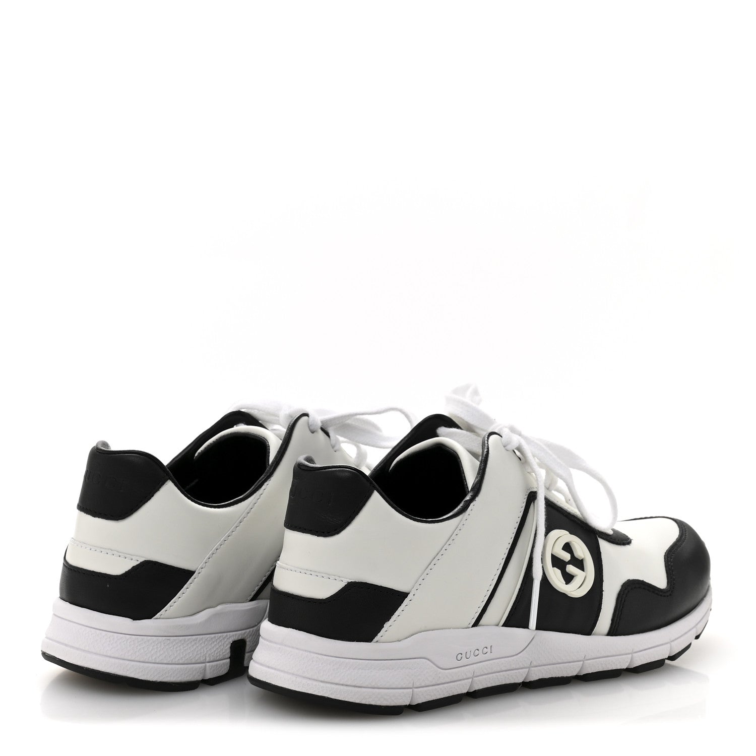 Gucci Calfskin Womens Interlocking G Sneakers 35.5 Black White 5 of 10