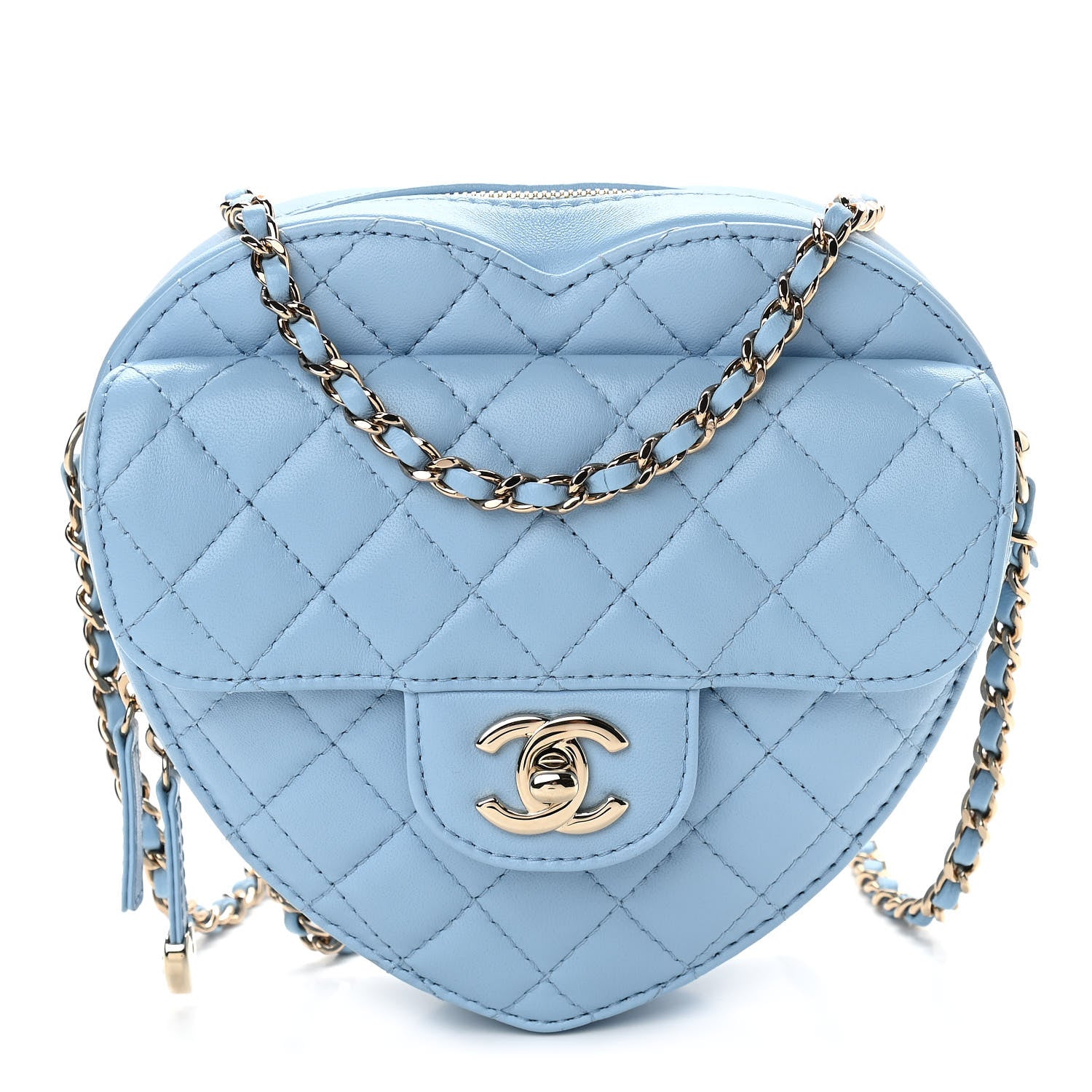 Chanel Lambskin Quilted CC In Love Heart Bag Light Blue 1033465