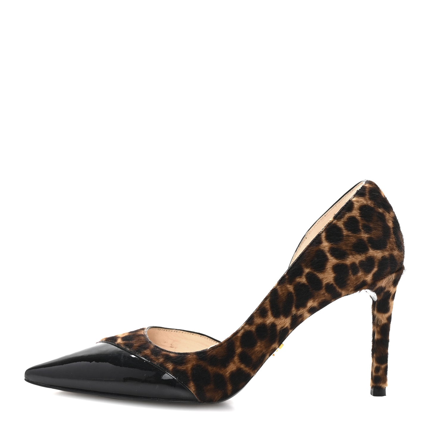 Patent Pony Hair Leopard Print D'Orsay Pumps 35 Black
