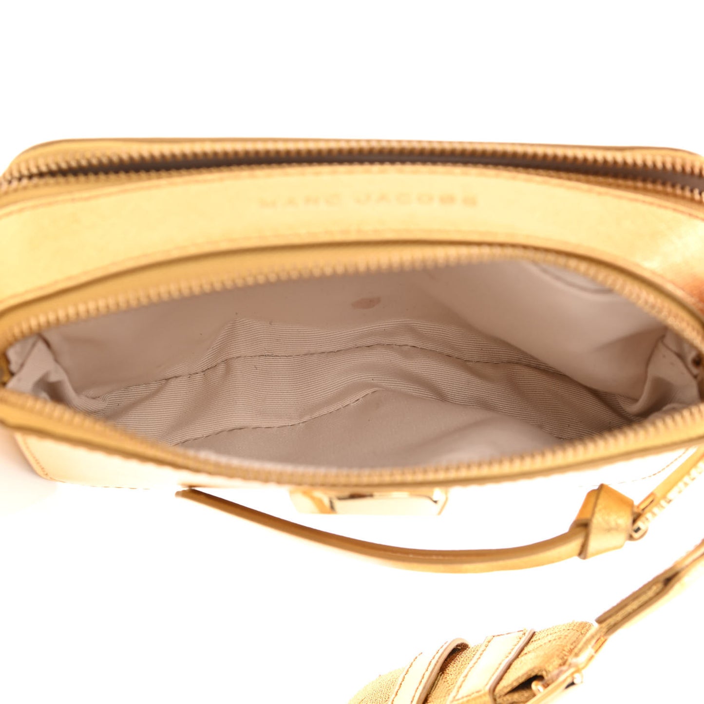 Metallic Saffiano Small Snapshot Camera Bag Gold