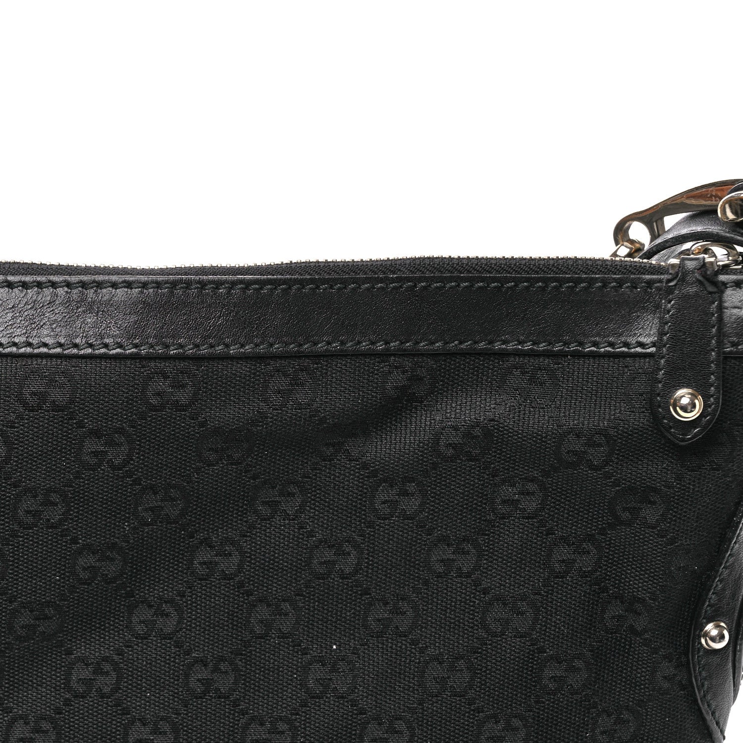 Gucci Calfskin Embossed Monogram Studded Pelham Messenger Bag Black 8 of 12