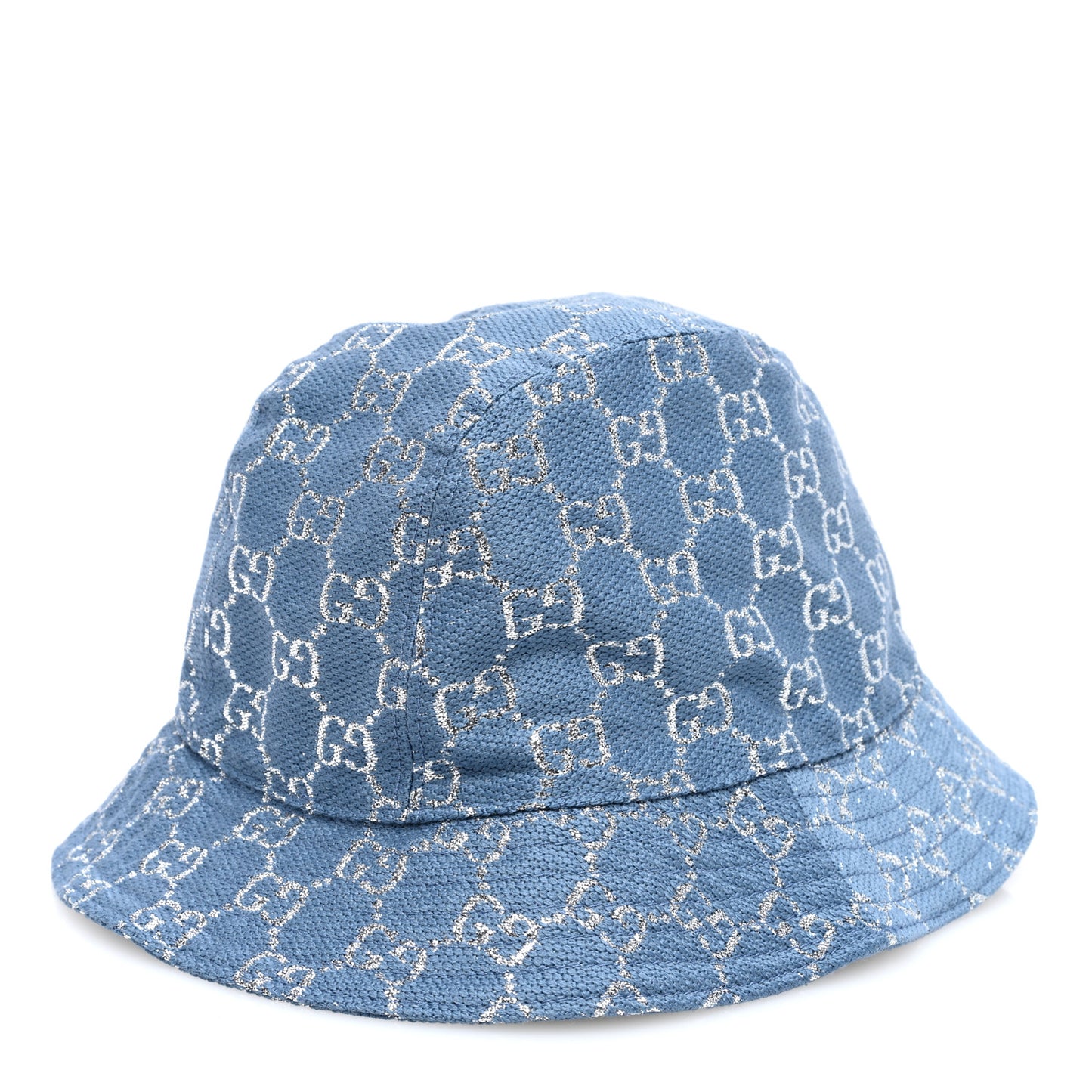 Canvas Lame GG Monogram Bucket Hat S Light Blue Silver