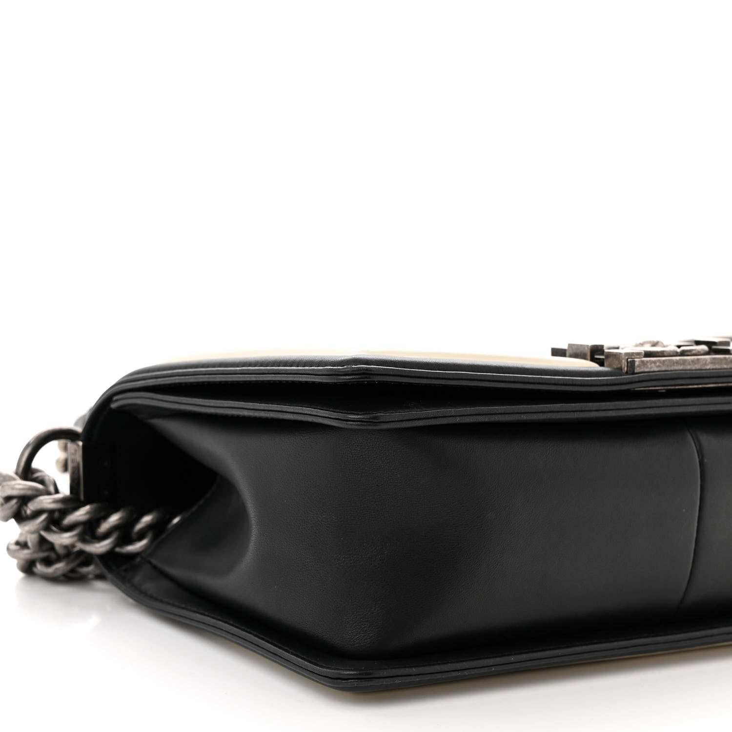 Chanel Calfskin Pleated Medium Boy In Rome Flap Black White 9 of 11