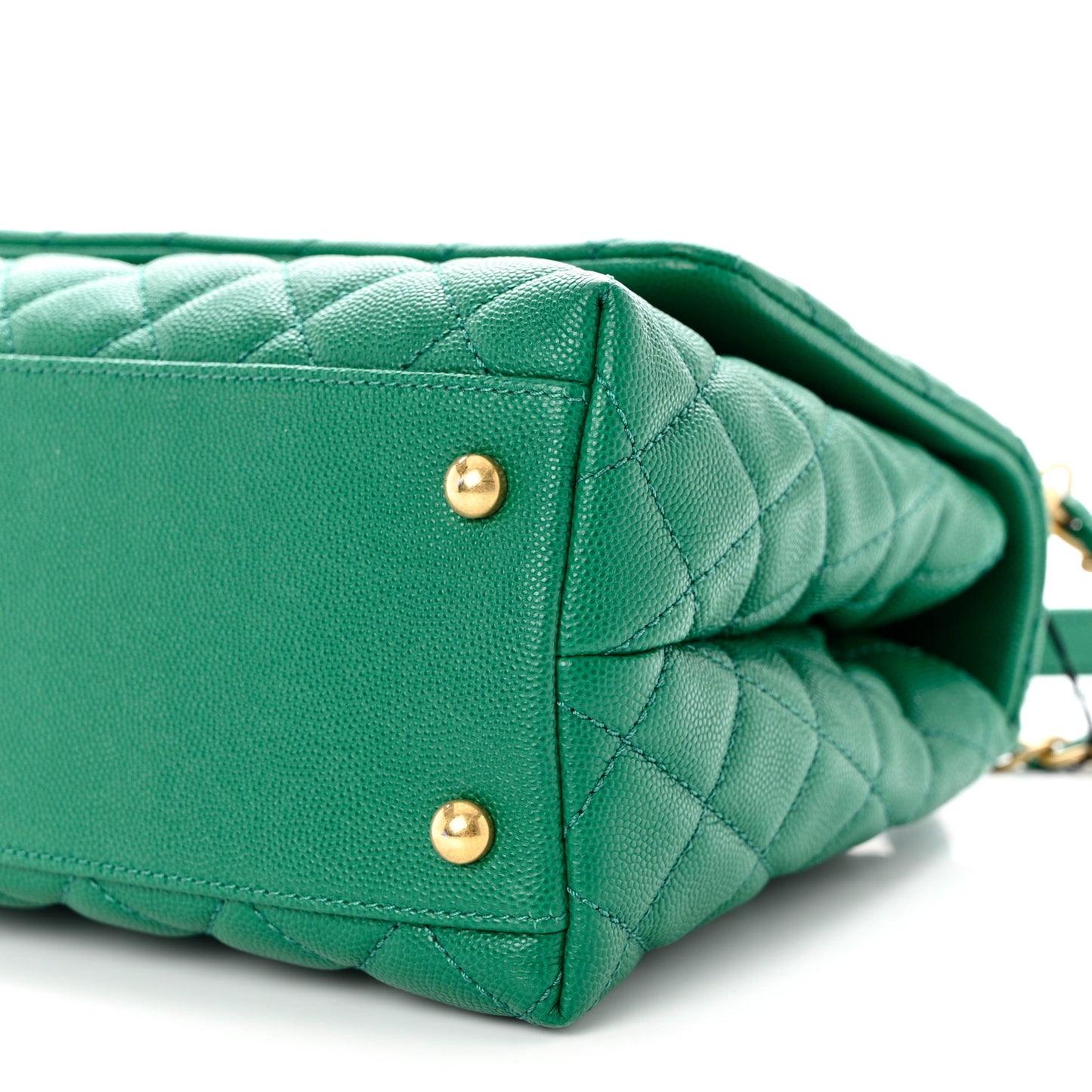Caviar Quilted Small Coco Handle Flap Green