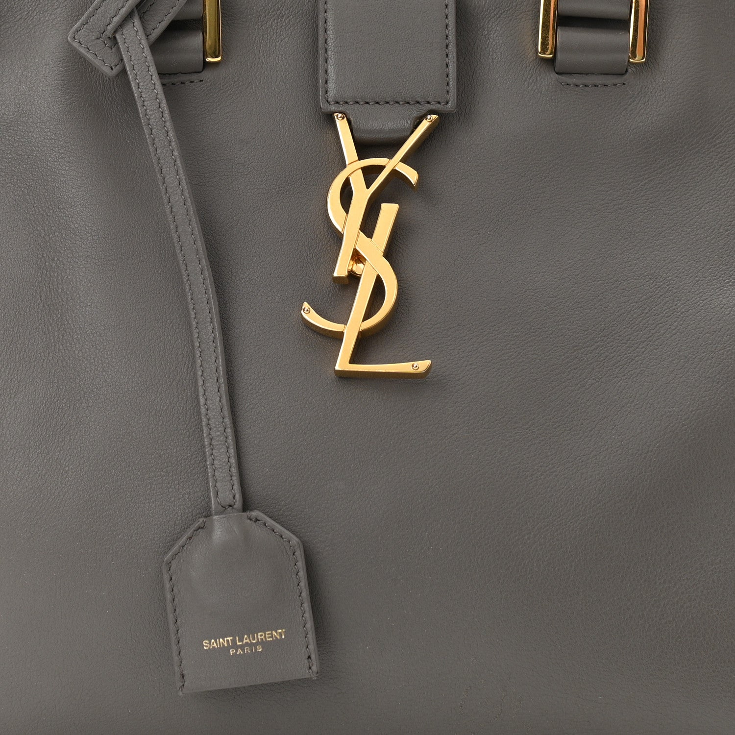 Saint Laurent Calfskin Small Monogram Cabas Grey 8 of 15