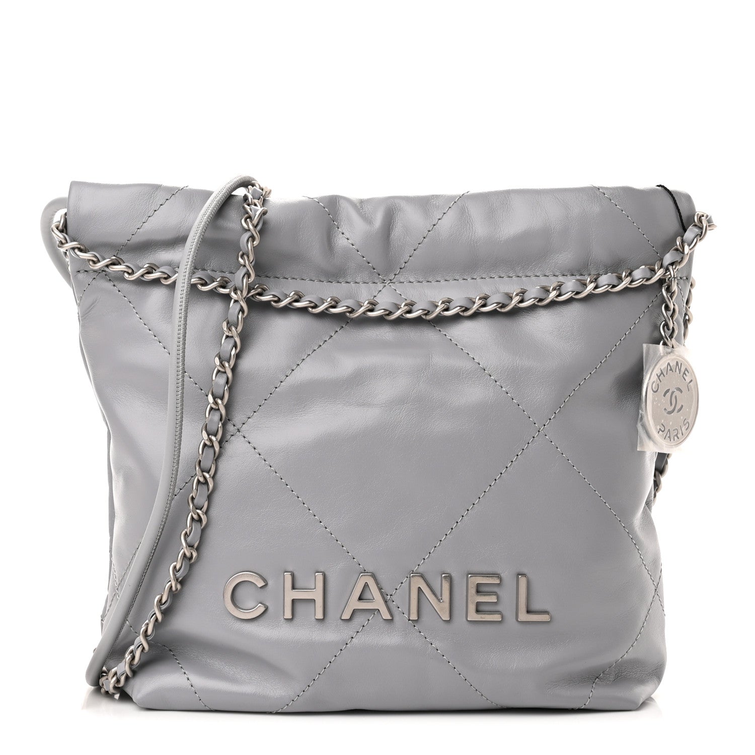 Chanel Shiny Calfskin Quilted Mini Chanel 22 Grey 1 of 10