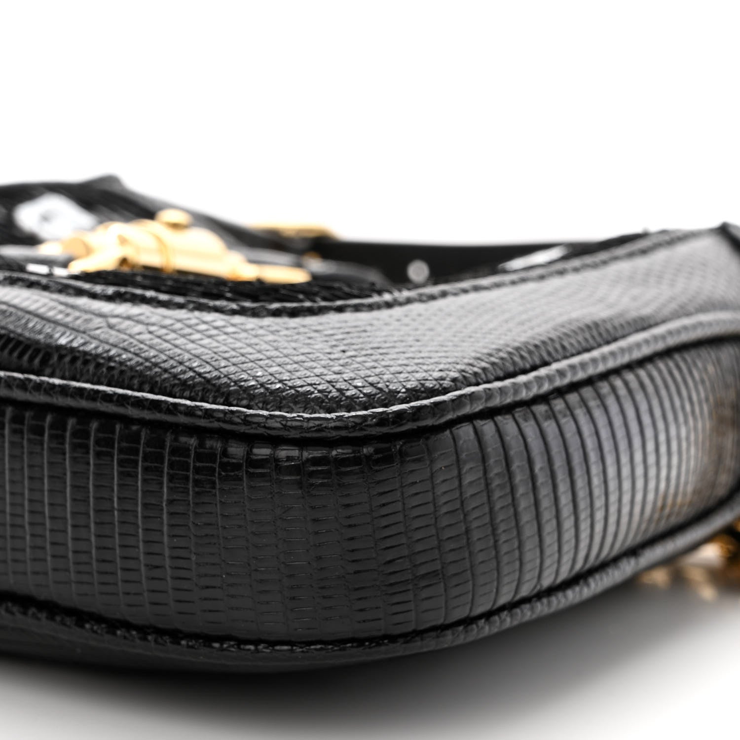 Gucci Lizard Sequin GG Monogram Mini Jackie 1961 Hobo Black White 10 of 12