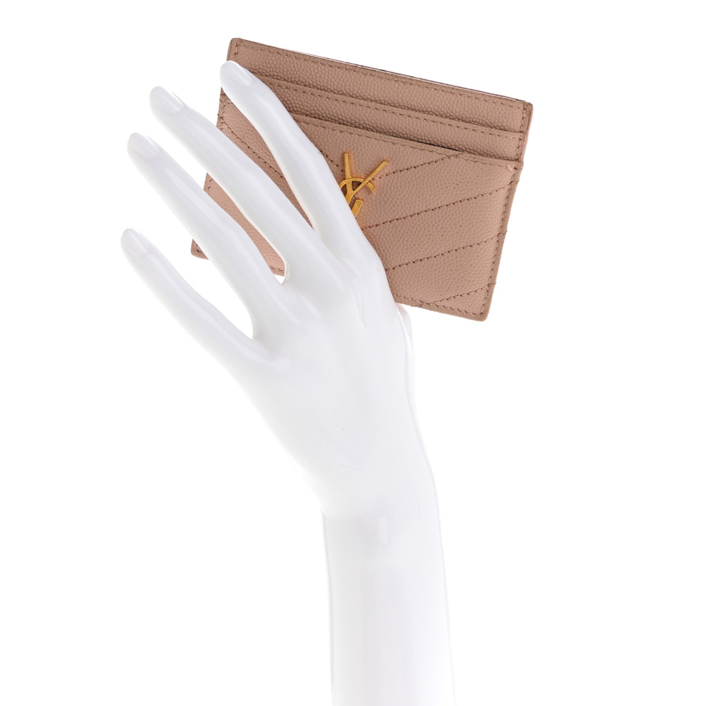 Grain De Poudre Matelasse Chevron Monogram Credit Card Case Pale Pink