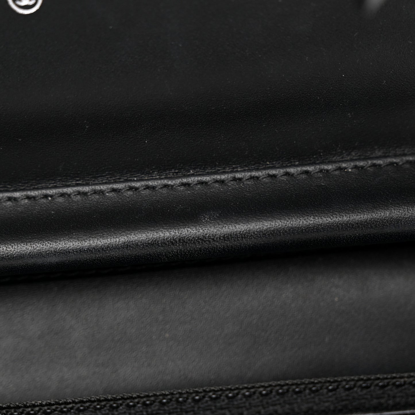 Shiny Aged Calfskin Quilted Boy Wallet On Chain WOC So Black