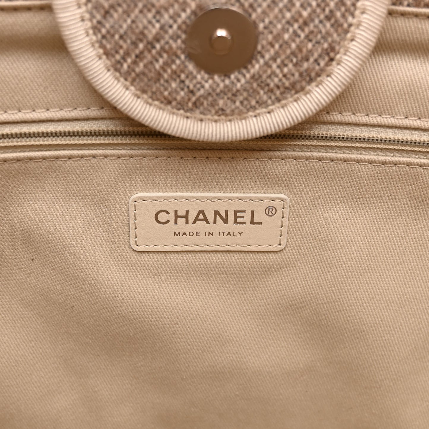 Mixed Fibers Calfskin Medium Deauville Tote Light Grey