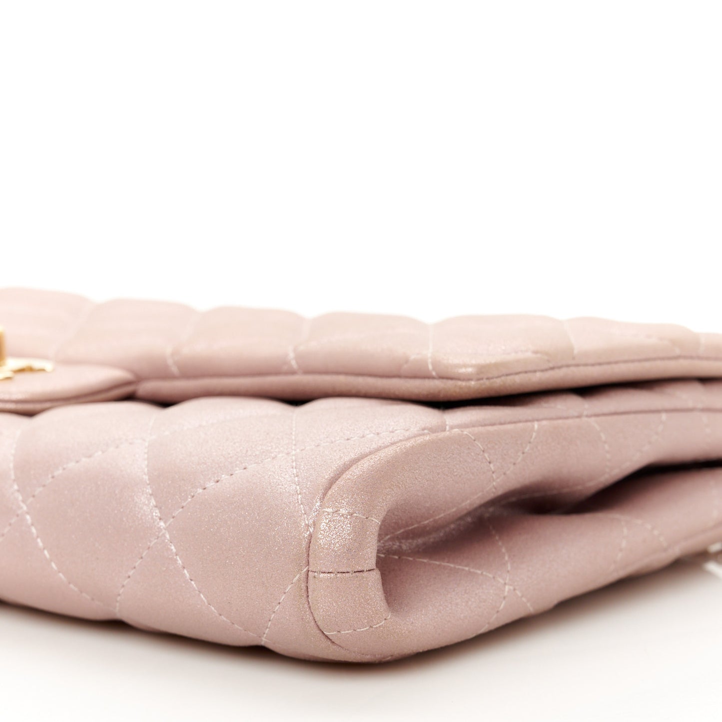 Iridescent Calfskin Quilted Clutch With Chain Flap Pink