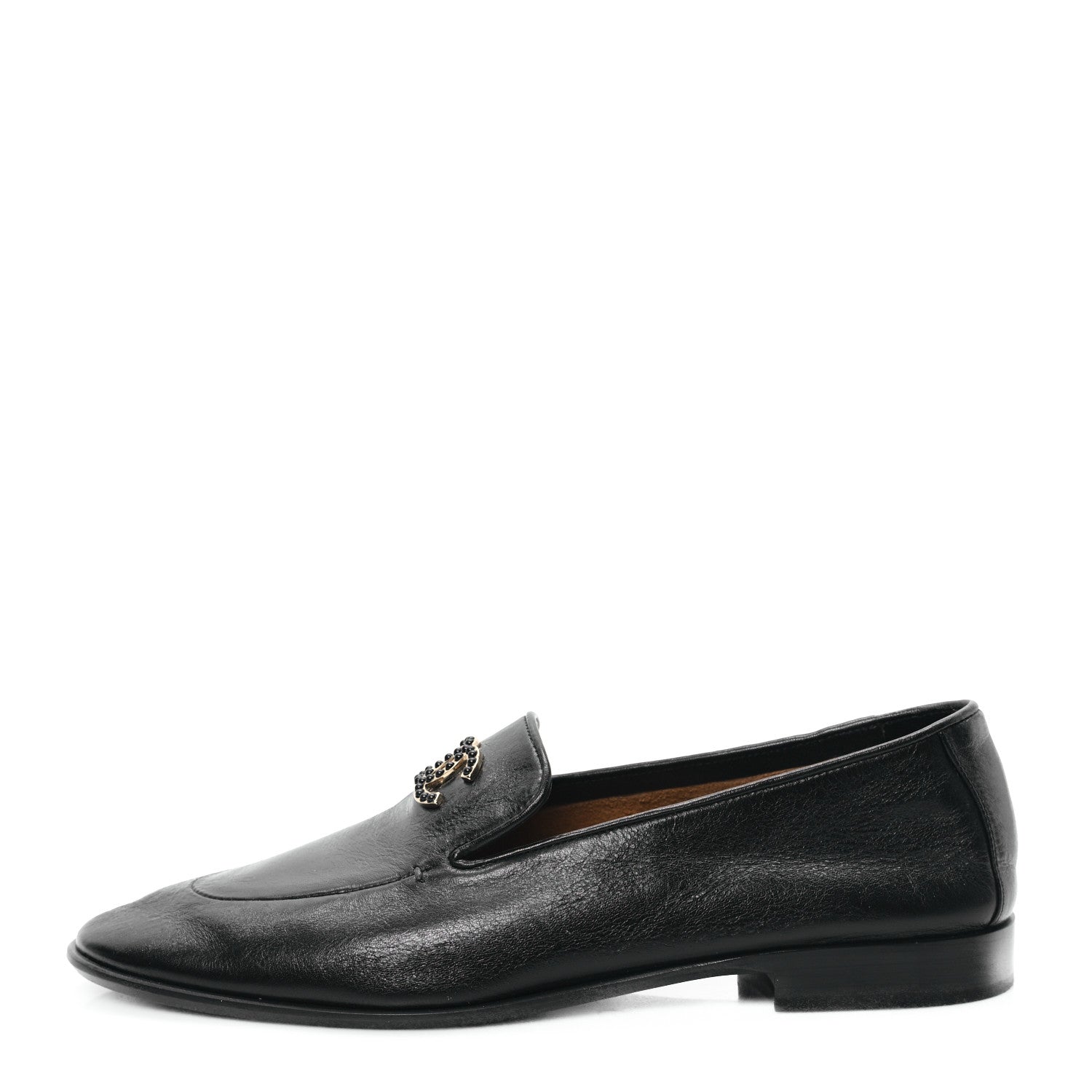Chanel Shiny Calfskin CC Mocassin Loafers 40 Black 1 of 8
