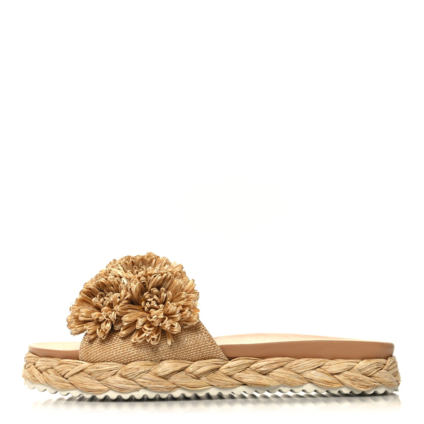 Raffia Slide Sandals 37 Naturale