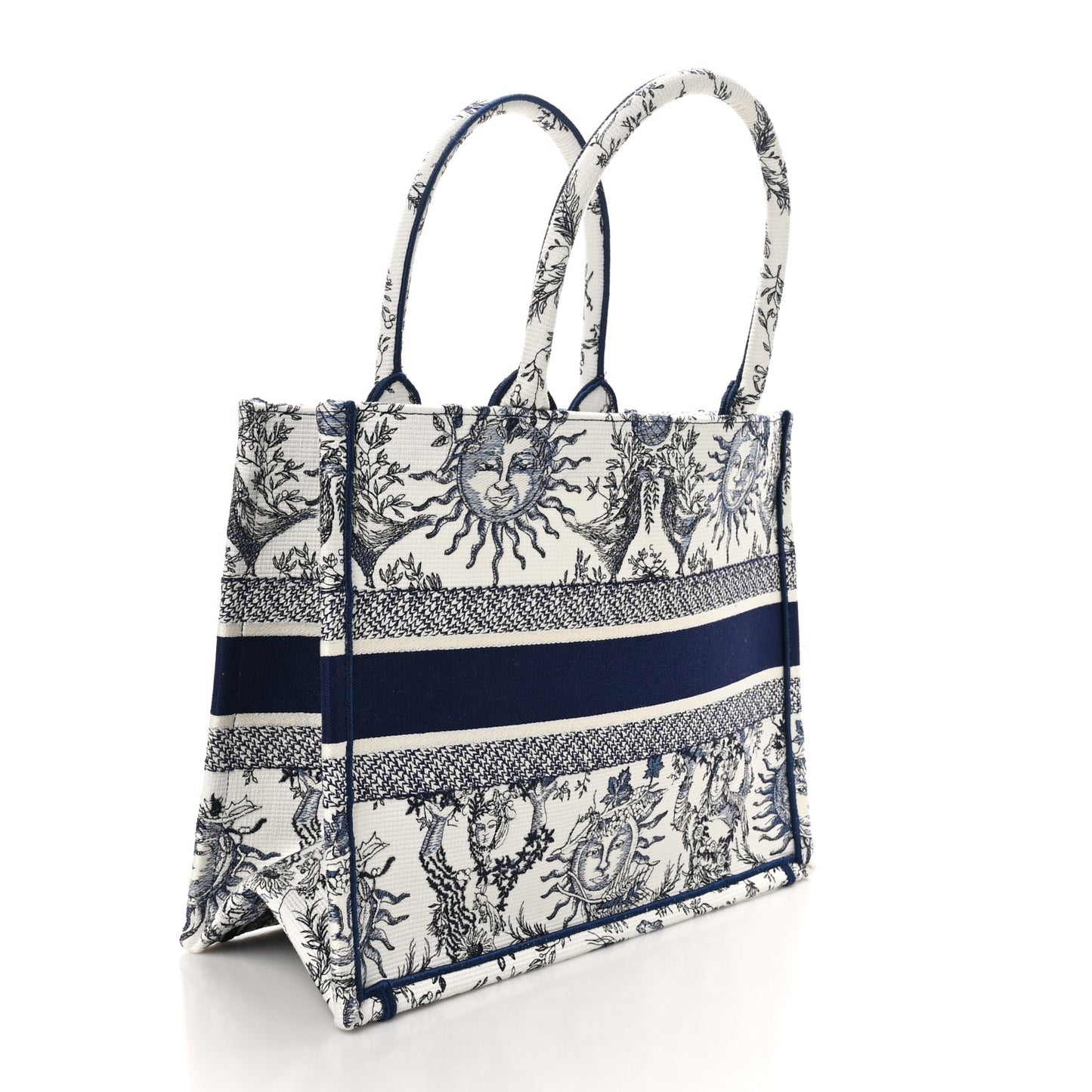Canvas Embroidered Medium Toile de Jouy Soleil Book Tote Blue Multicolor
