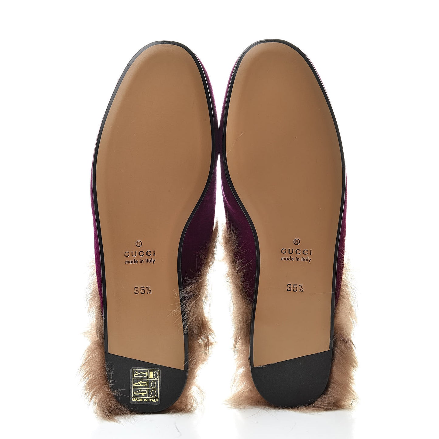 Velvet Fur Womens Princetown Slippers 35.5 Fucsia Violet Cyclamen Natural