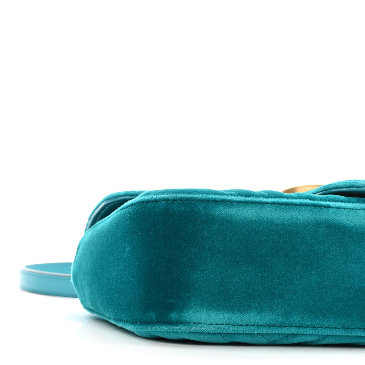 Velvet Matelasse Small GG Marmont Shoulder Bag Pavone Cyan