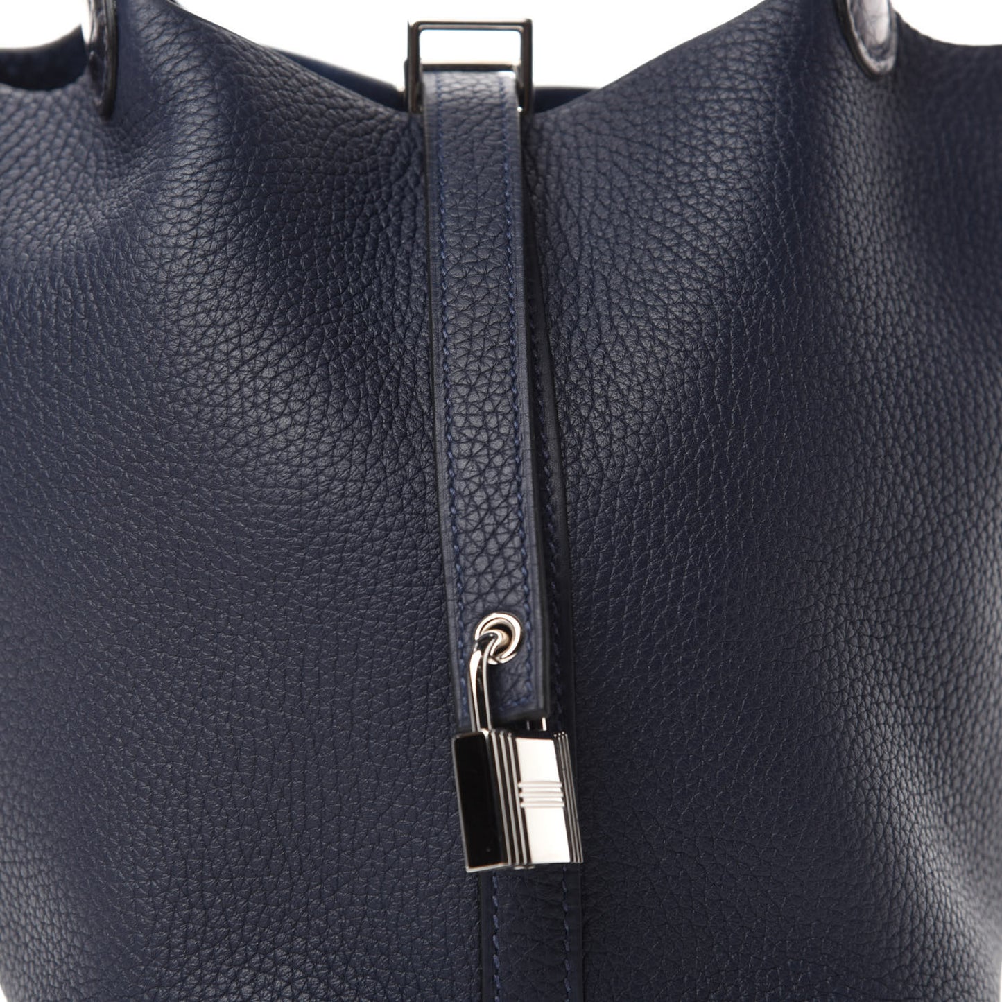 Taurillon Clemence Matte Alligator Picotin Lock Touch 18 PM Bleu Nuit