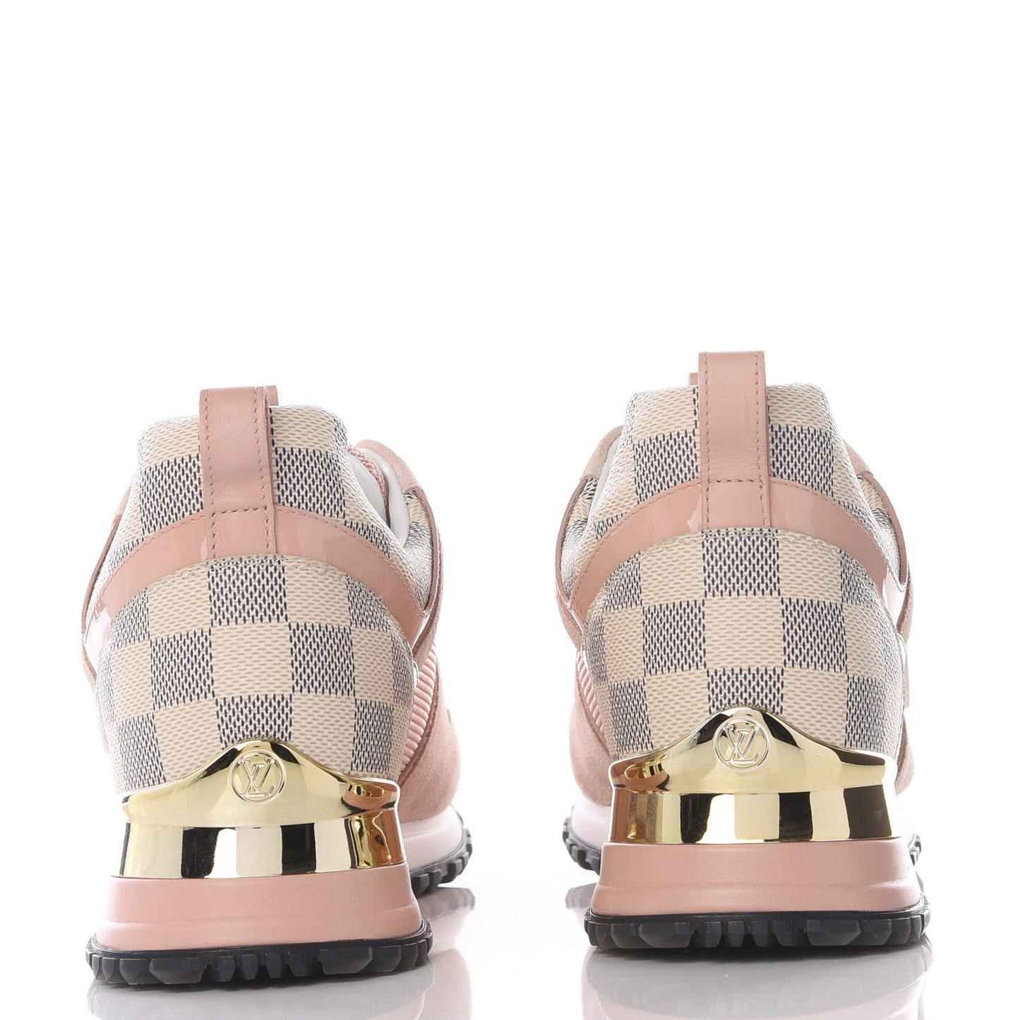 Suede Damier Azur Run Away Sneakers 37.5 Pink